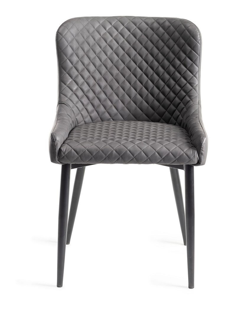 Thumbnail: Cezanne Dark Grey Faux Leather Dining Chair with Sand Black Powder Coated Legs