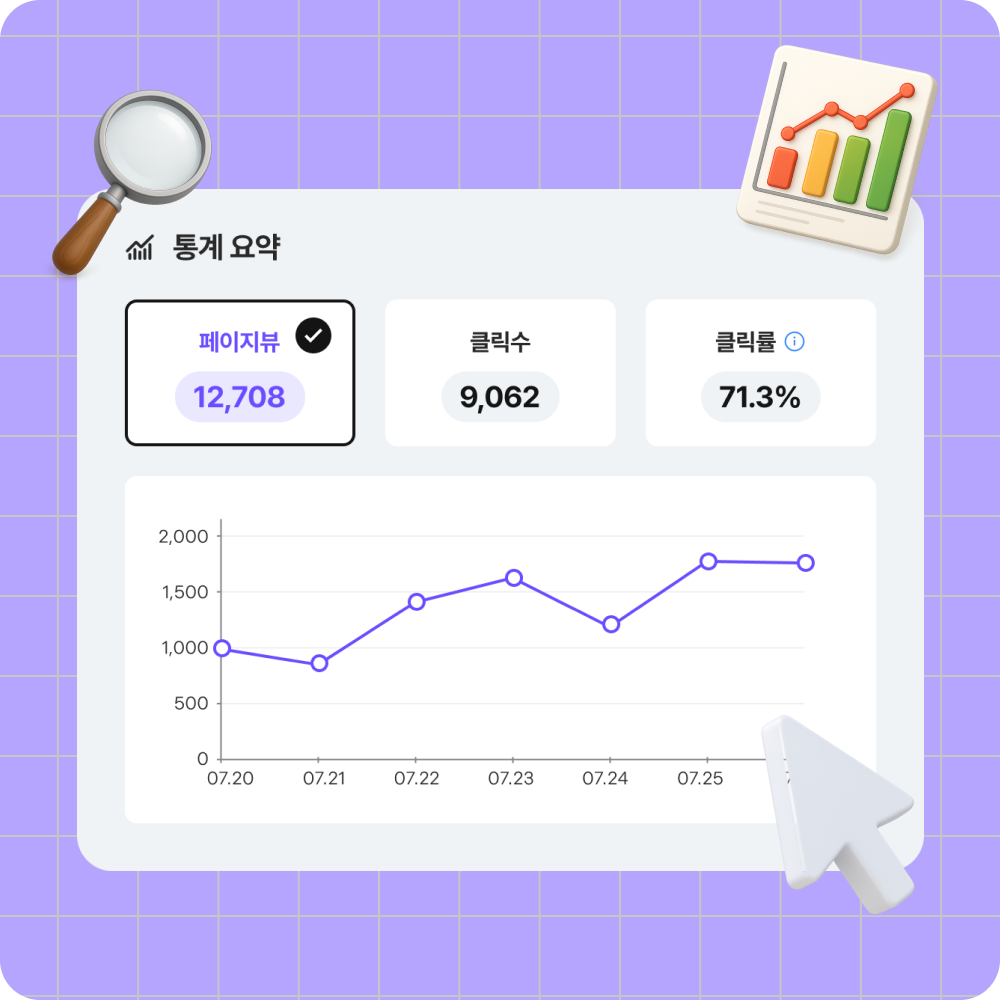 정확한 통계와 인사이트로 성장시키는 랜딩 페이지