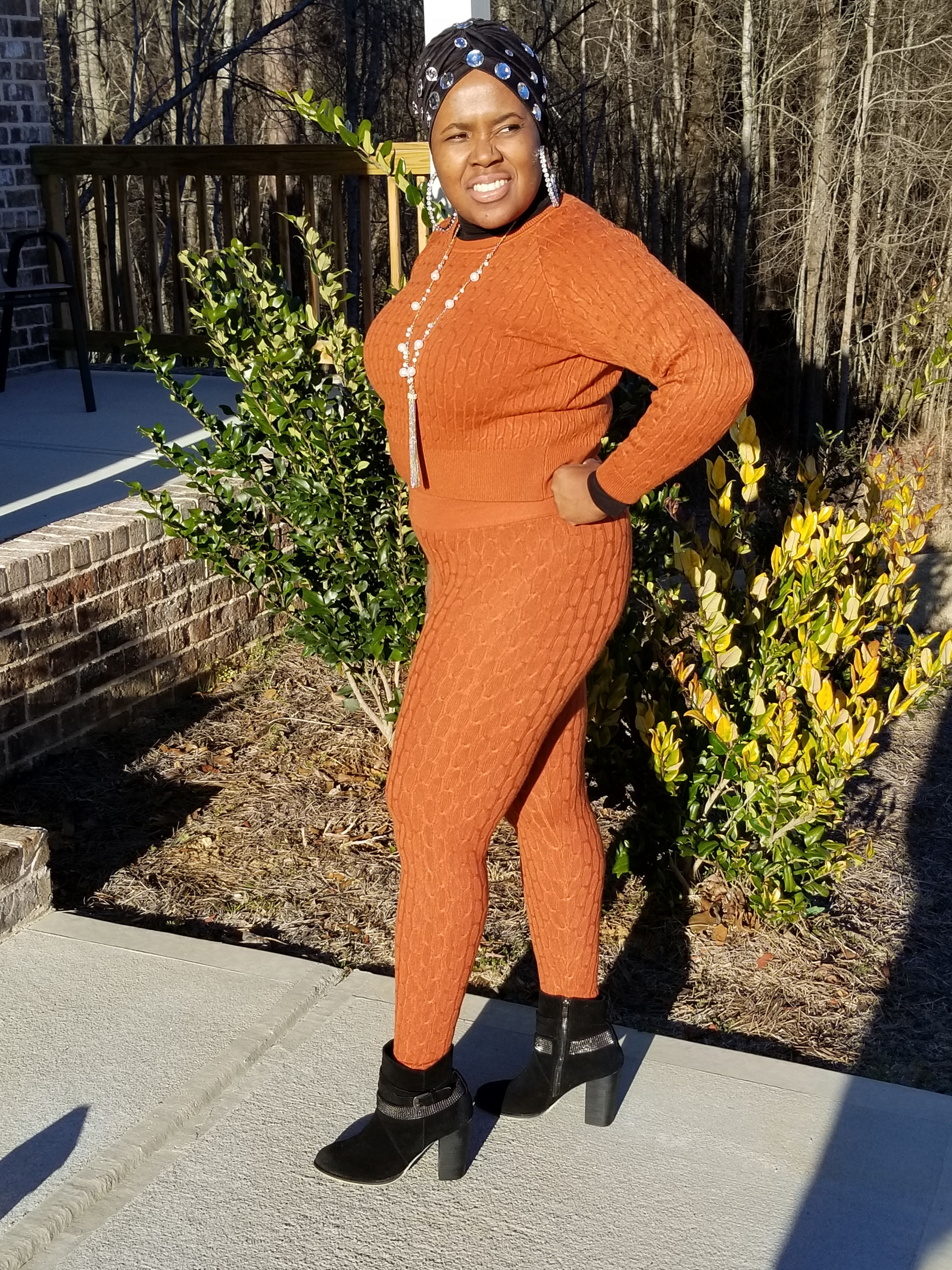 Cable knit set rust