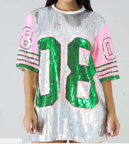 Pink n green sequins jersey dress | Sass It Up Boutique Pink n green sequins jersey dress | Sass It Up Boutique