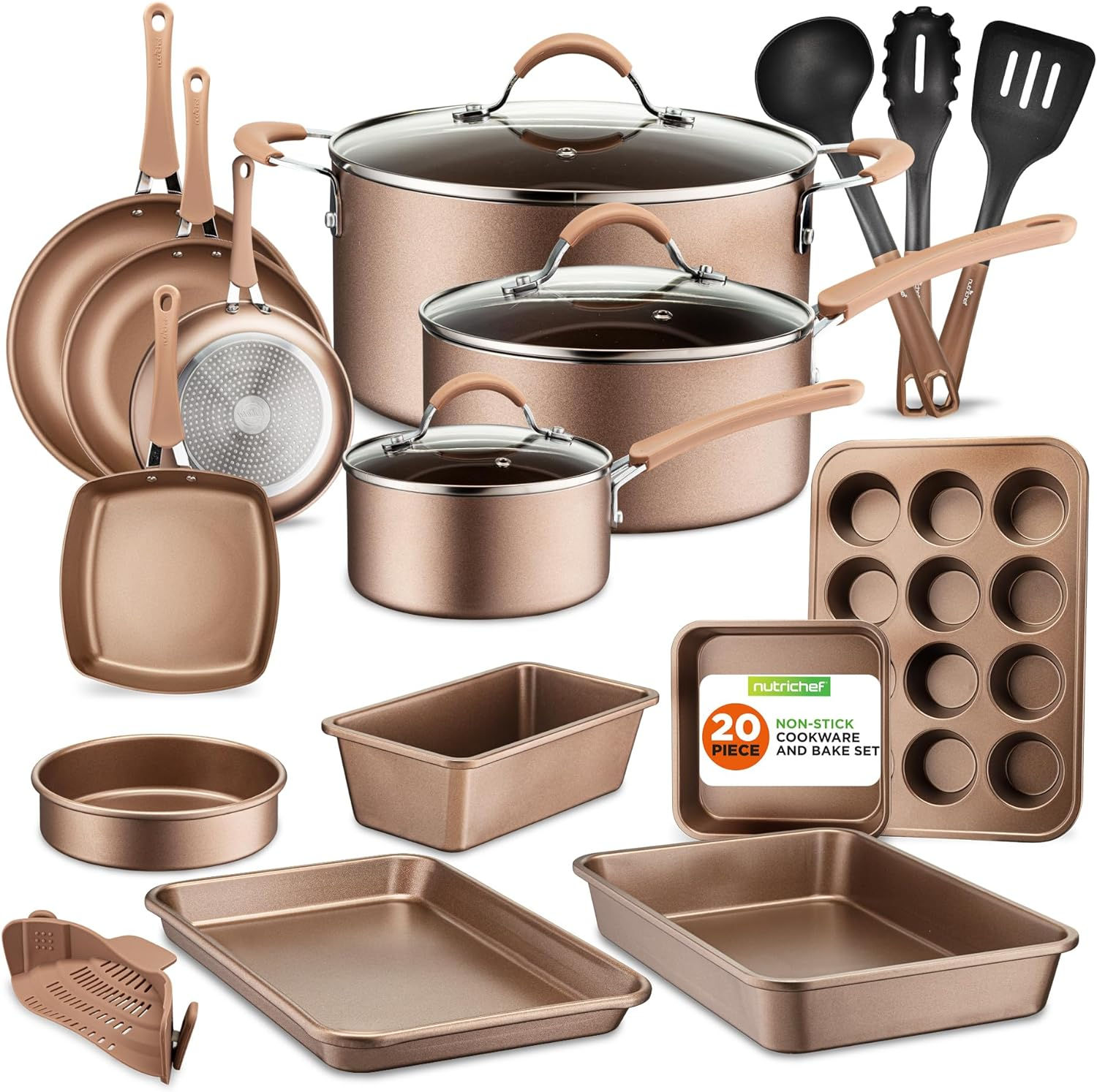 Premium 20-Piece Nonstick Cookware Set - Heat-Resistant Kitchenware