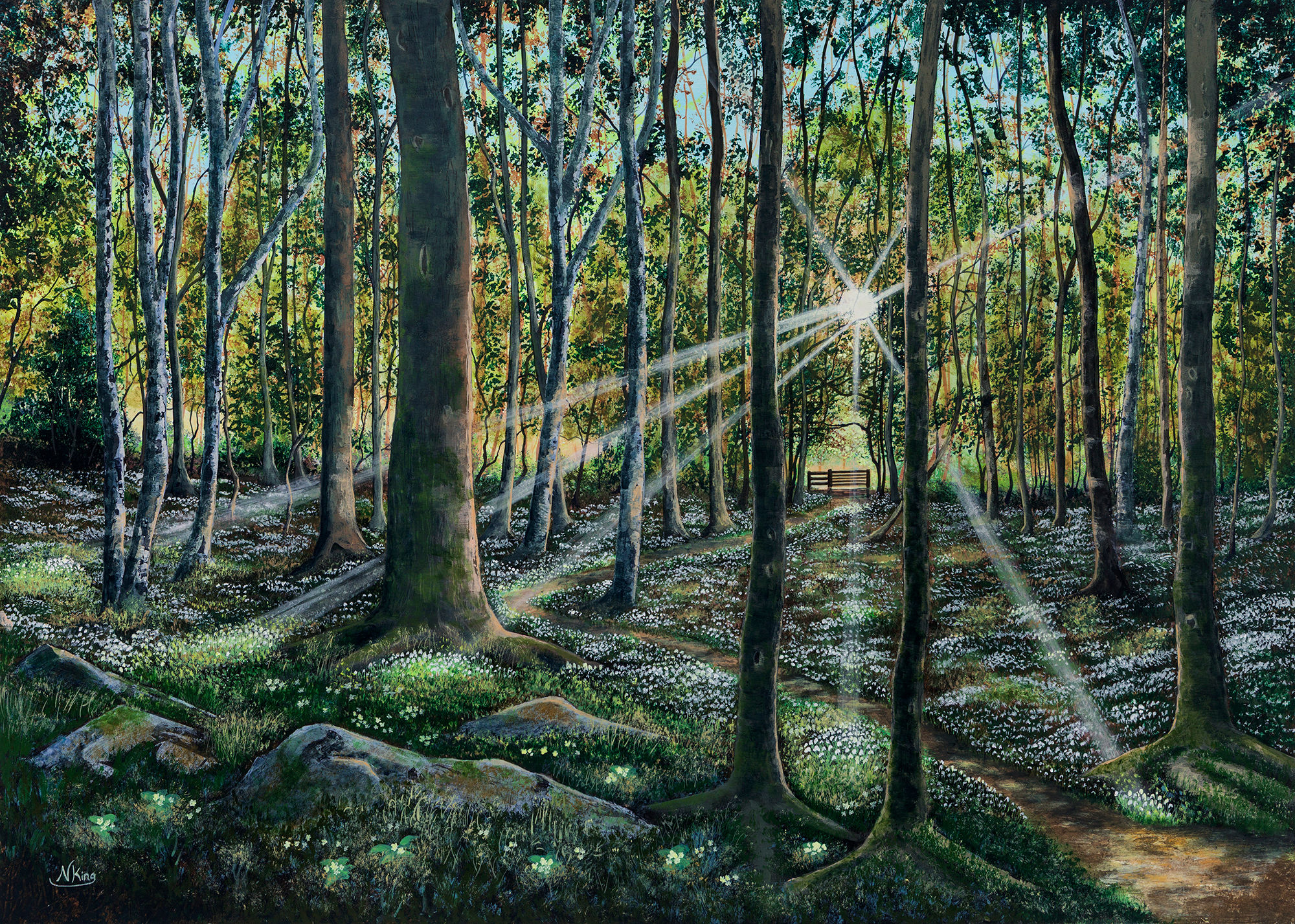 'Snowdrop Woodland' Art Print