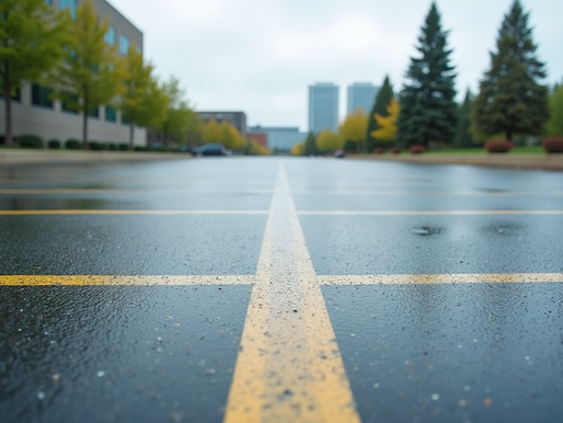 Empty commercial business parking lot with paved surface and marked parking spaces in South Florida