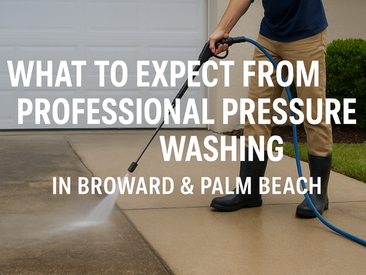A professional pressure washing technician cleaning a Driveway