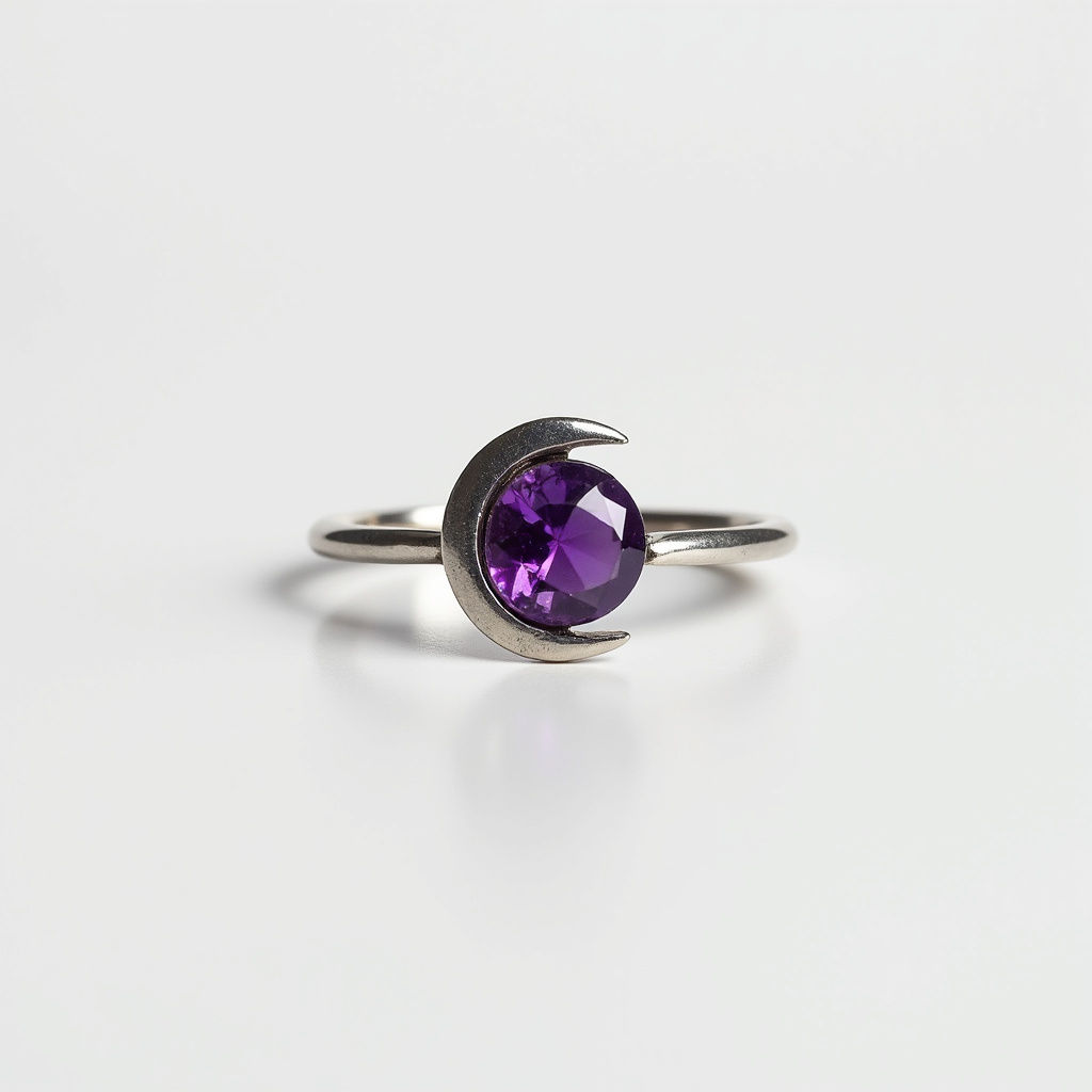 Amethyst Crescent Ring