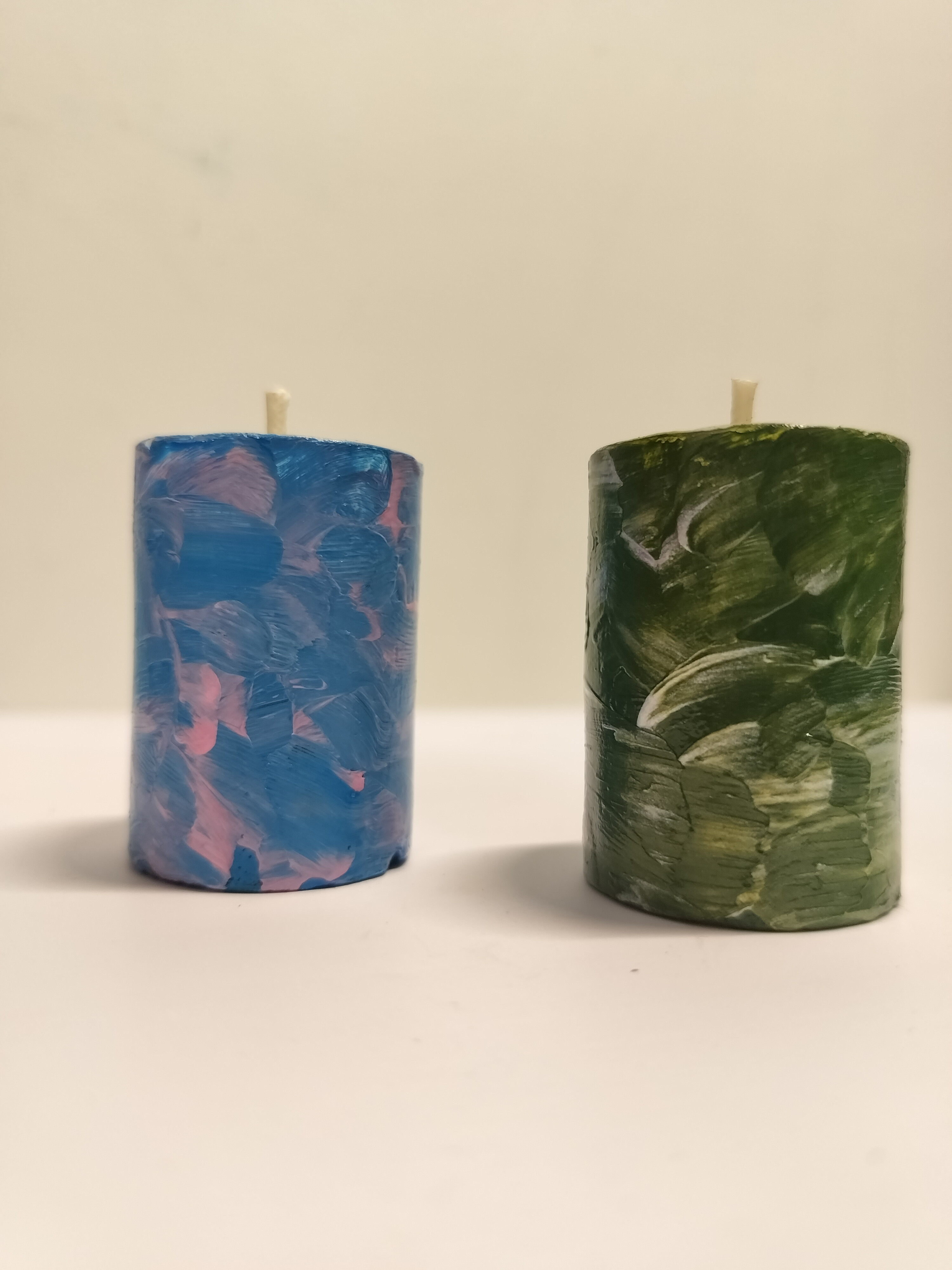 Abstract Hand Painted Candles - Set of 2