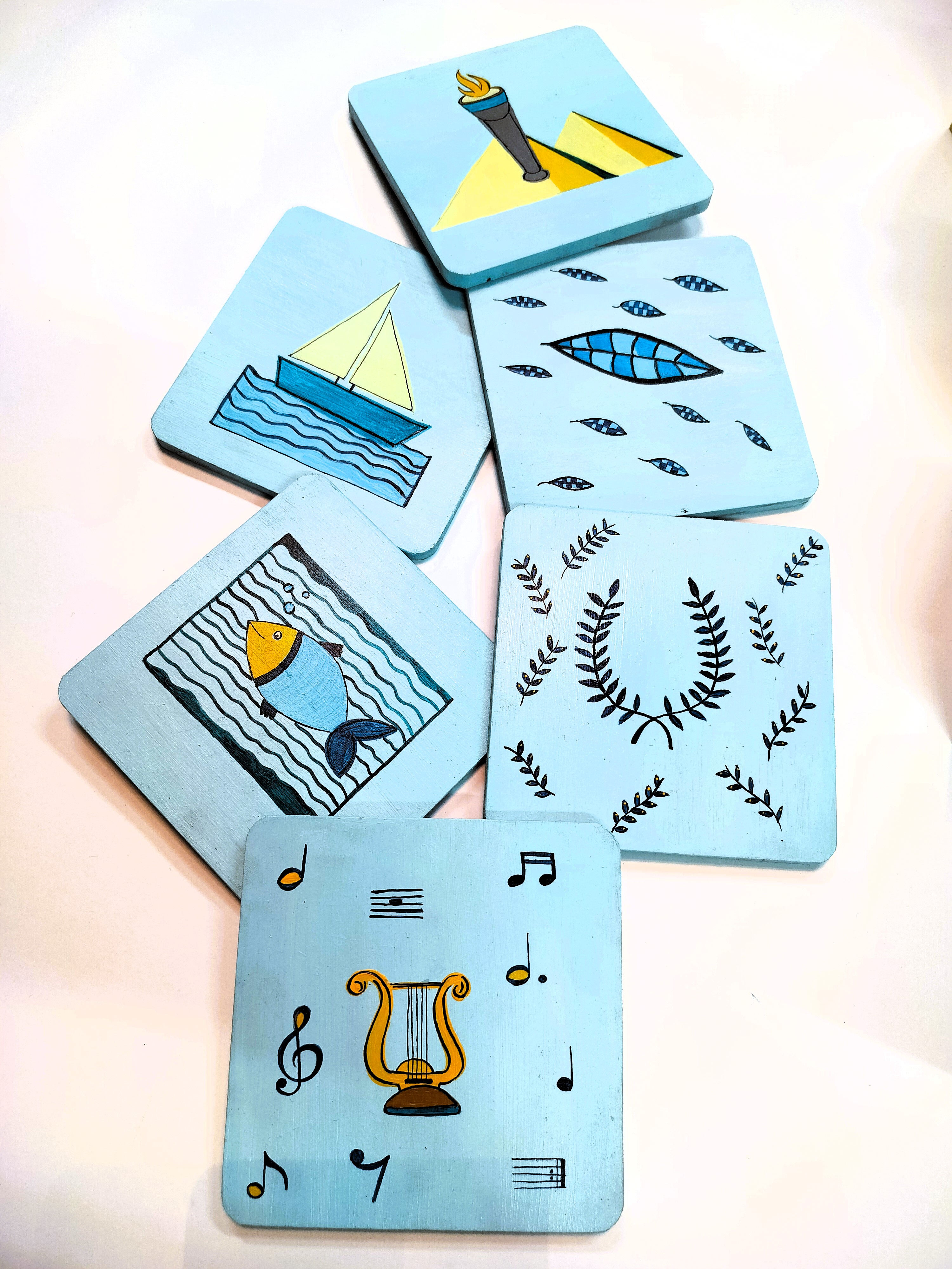 Grecian Elegance Hand Painted Coasters