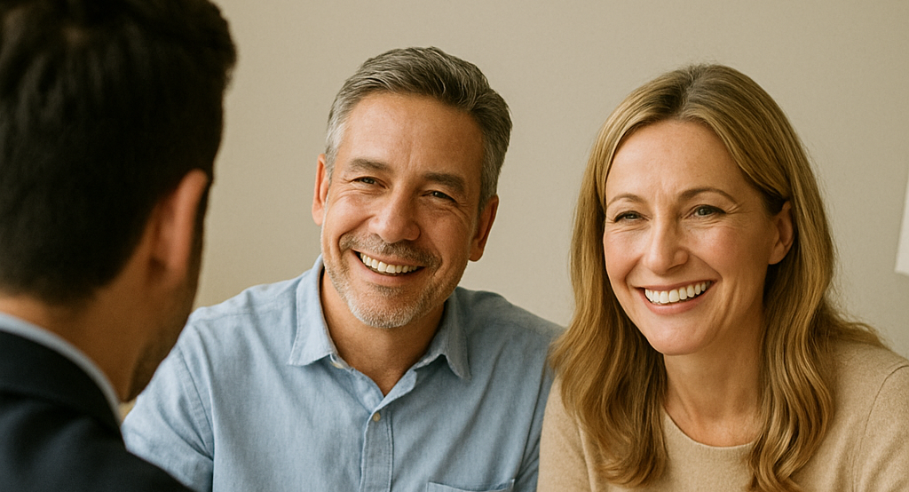 Couple talking to agent