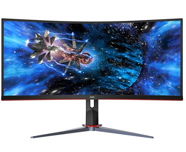 AOC CU34G2X 34" Curved Frameless Immersive Gaming Monitor, UltraWide QHD 3440x1440, VA Panel, 1ms 144Hz Freesync, Height Adjustable, 3-Yr Zero Dead Pixels