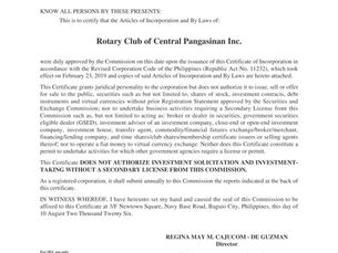 RCCP MARKS A NEW MILESTONE WITH SEC INCORPORATION
