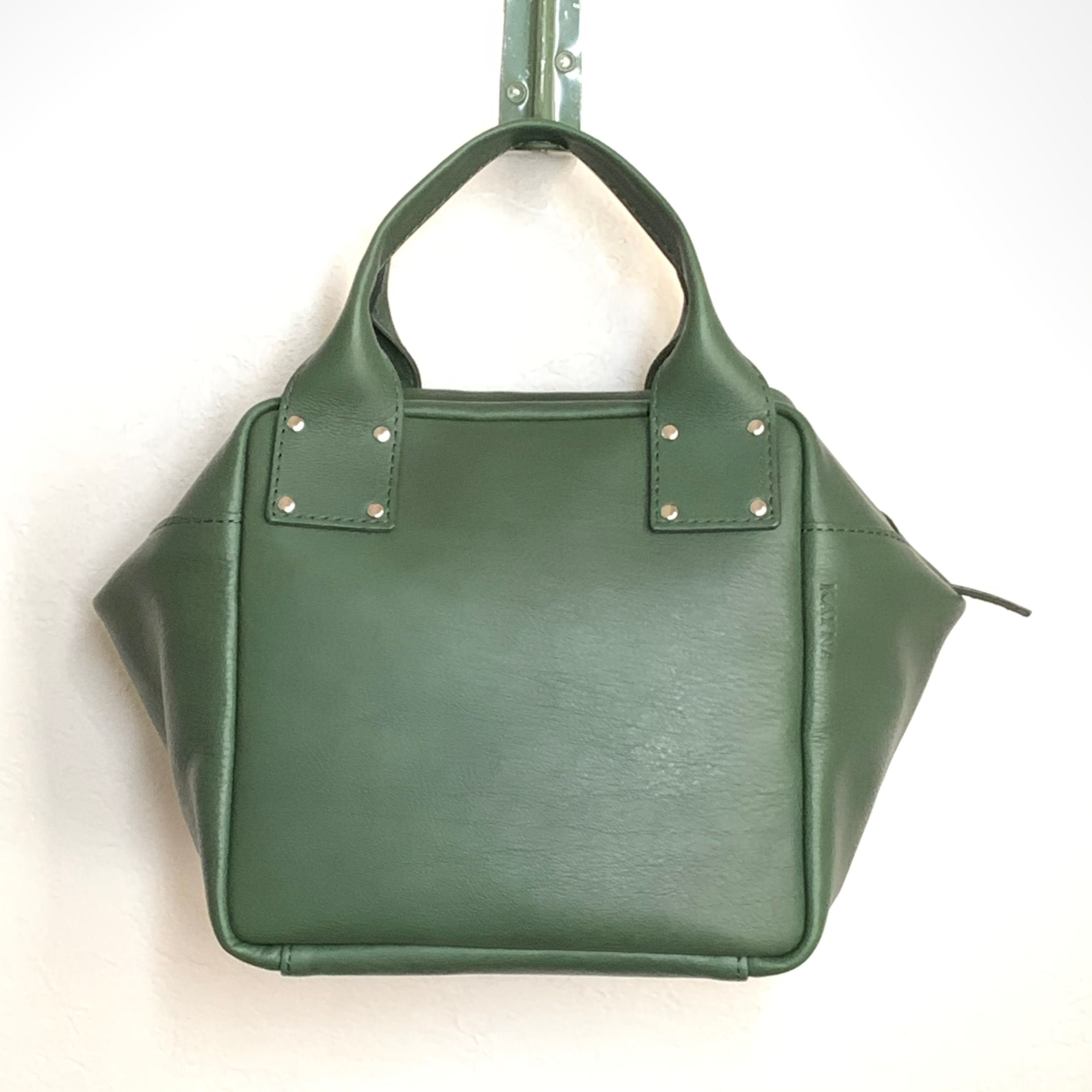 Leather Handbag＜CUBE＞　Green(緑)