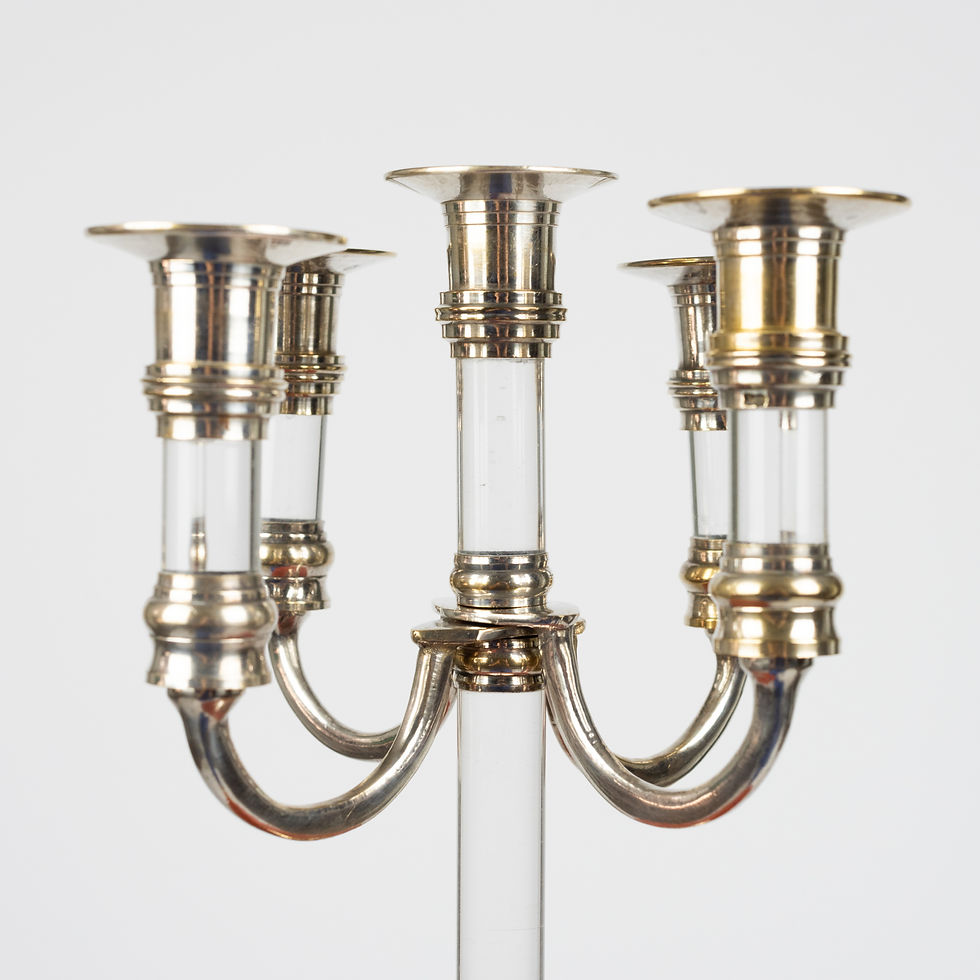 Thumbnail: Pair of Steel and Perspex candlesticks