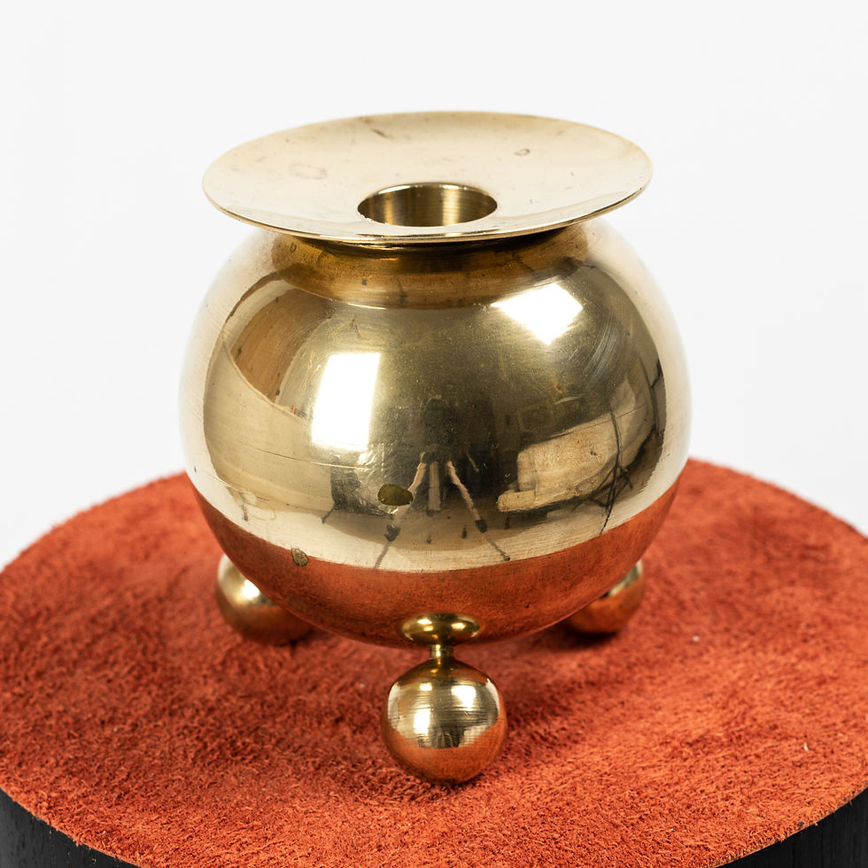 Gusums Bruk spherical brass candle holder