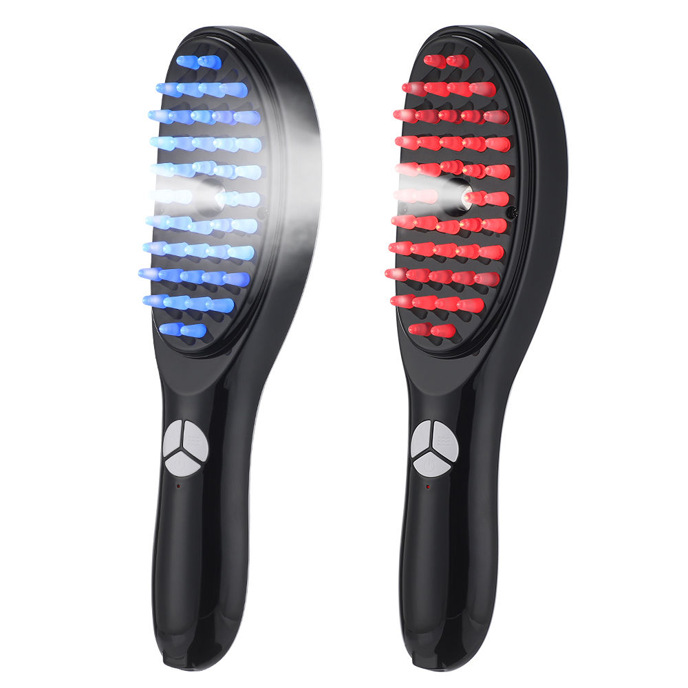 New Electric Massage Comb Blue Red Light Therapy Vibration Hair Massage Scalp Br