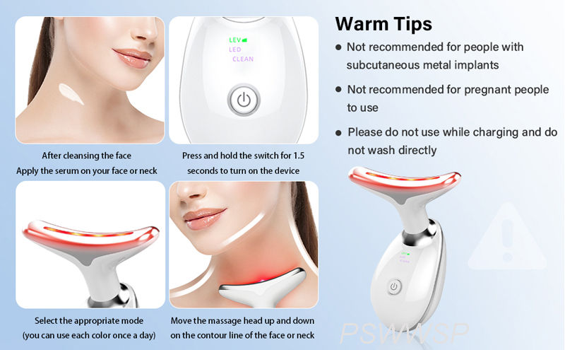 Miniatura: Neck Face Beauty Device Lifting  Photon Therapy Vibration Facial Massager Double