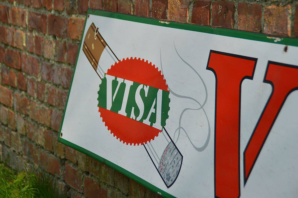 Thumbnail: Vintage enamel sign advertising Visa cigarettes, Emaillerie Fluorec, 1963