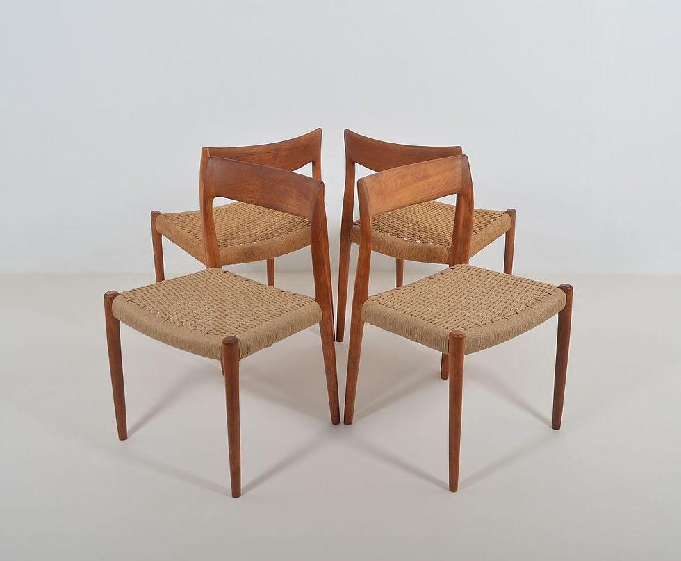 Set van 4 Deense stoelen ontworpen door Niels Otto Møller, jaren '50