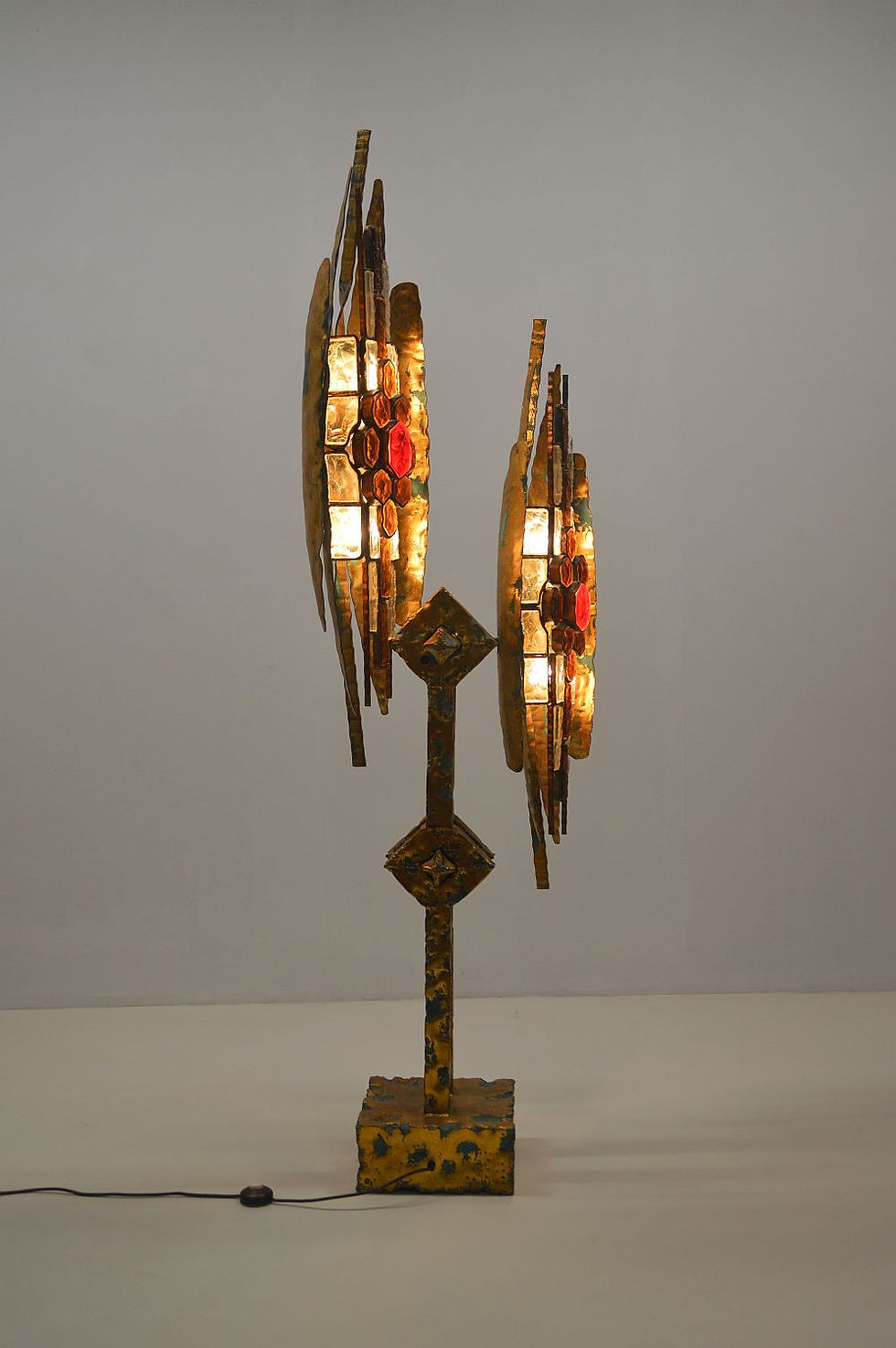 Unieke vloerlamp van Longobard met Murano glas, jaren '70