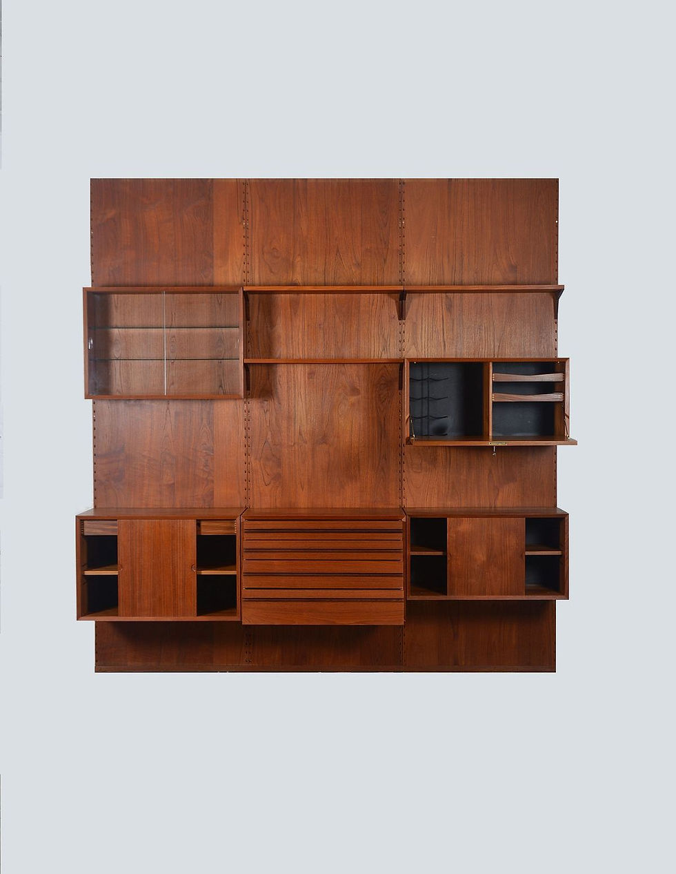 Teak wandsysteem 'System Cado' ontworpen door Poul Cadovius, jaren '60