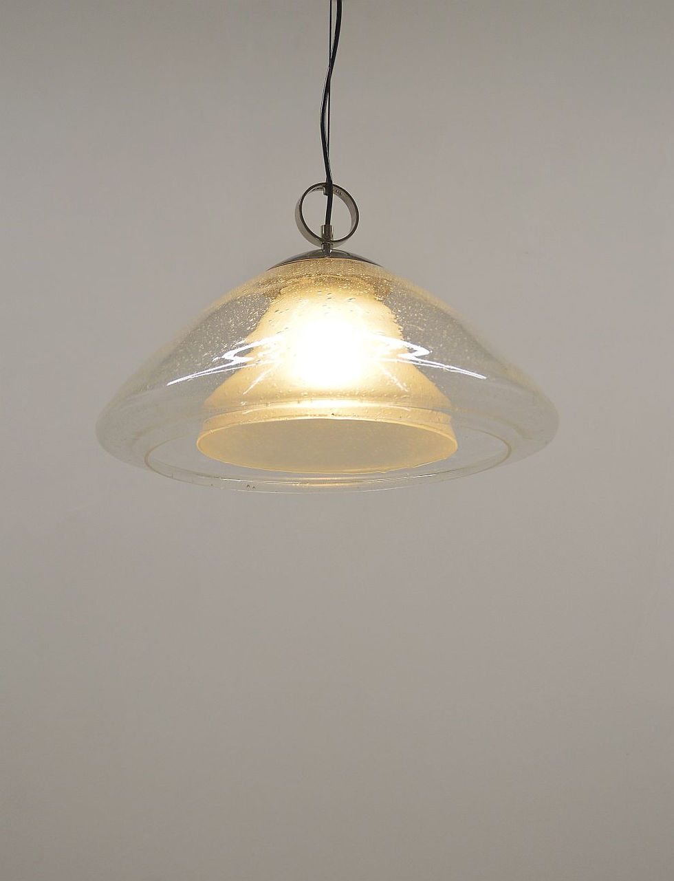 Thumbnail: Mid-century hanglamp uit glas en chroom, jaren '70