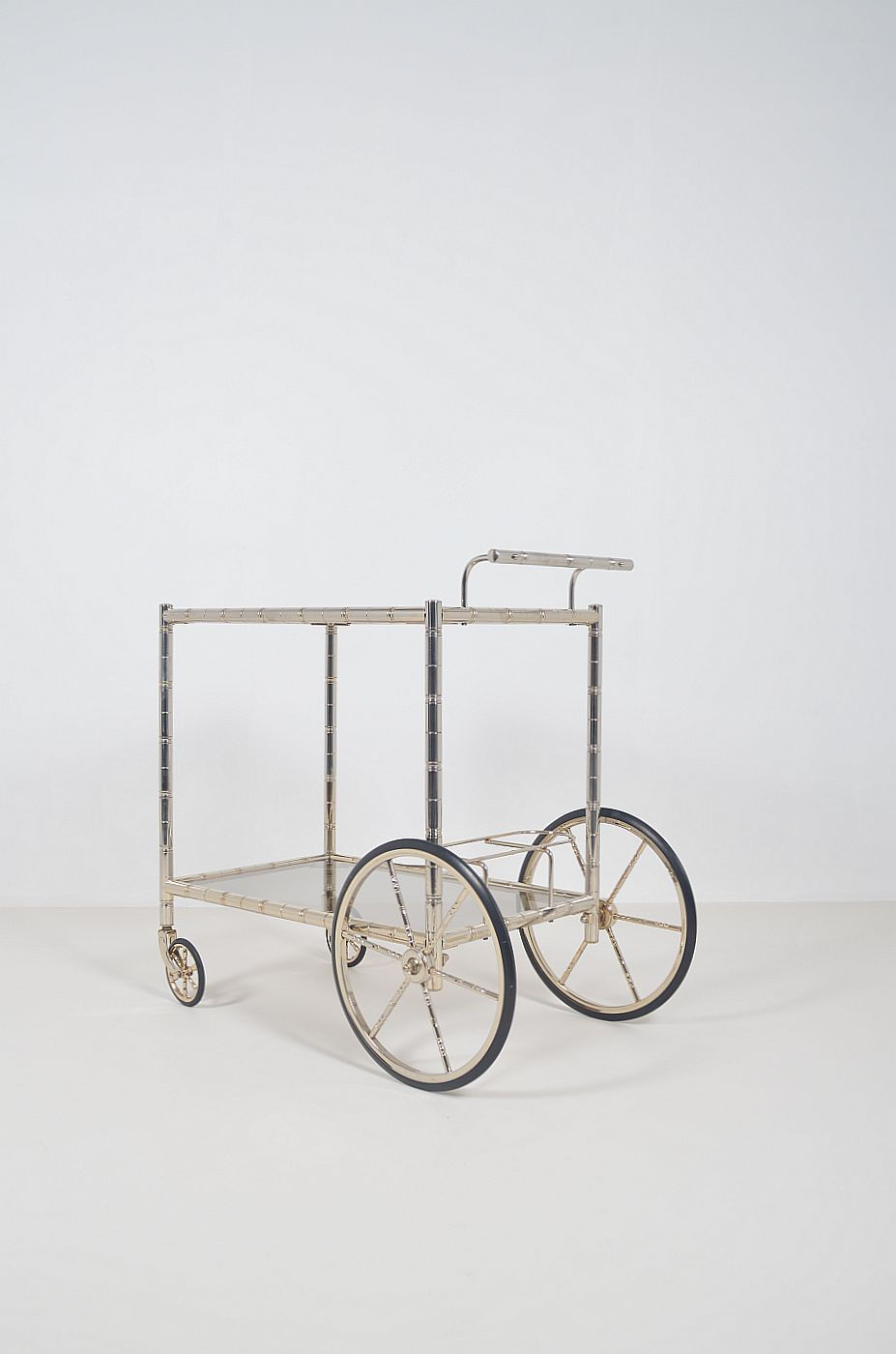 Thumbnail: Serveerwagen  'Faux Bamboo' in chroom van Orsenigo, jaren '70