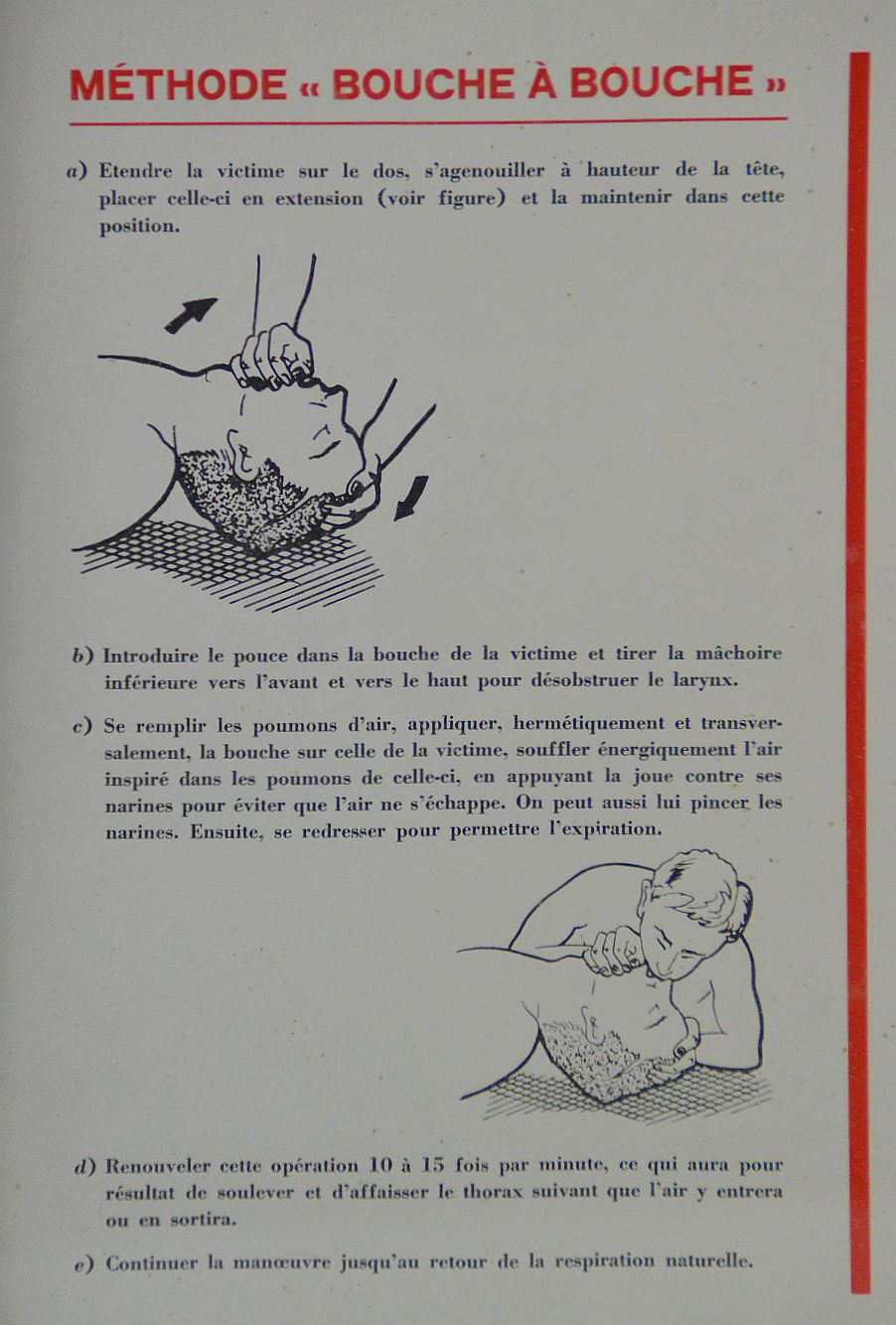 Thumbnail: Kader met handleiding voor mond-op-mondbeademing, jaren '50