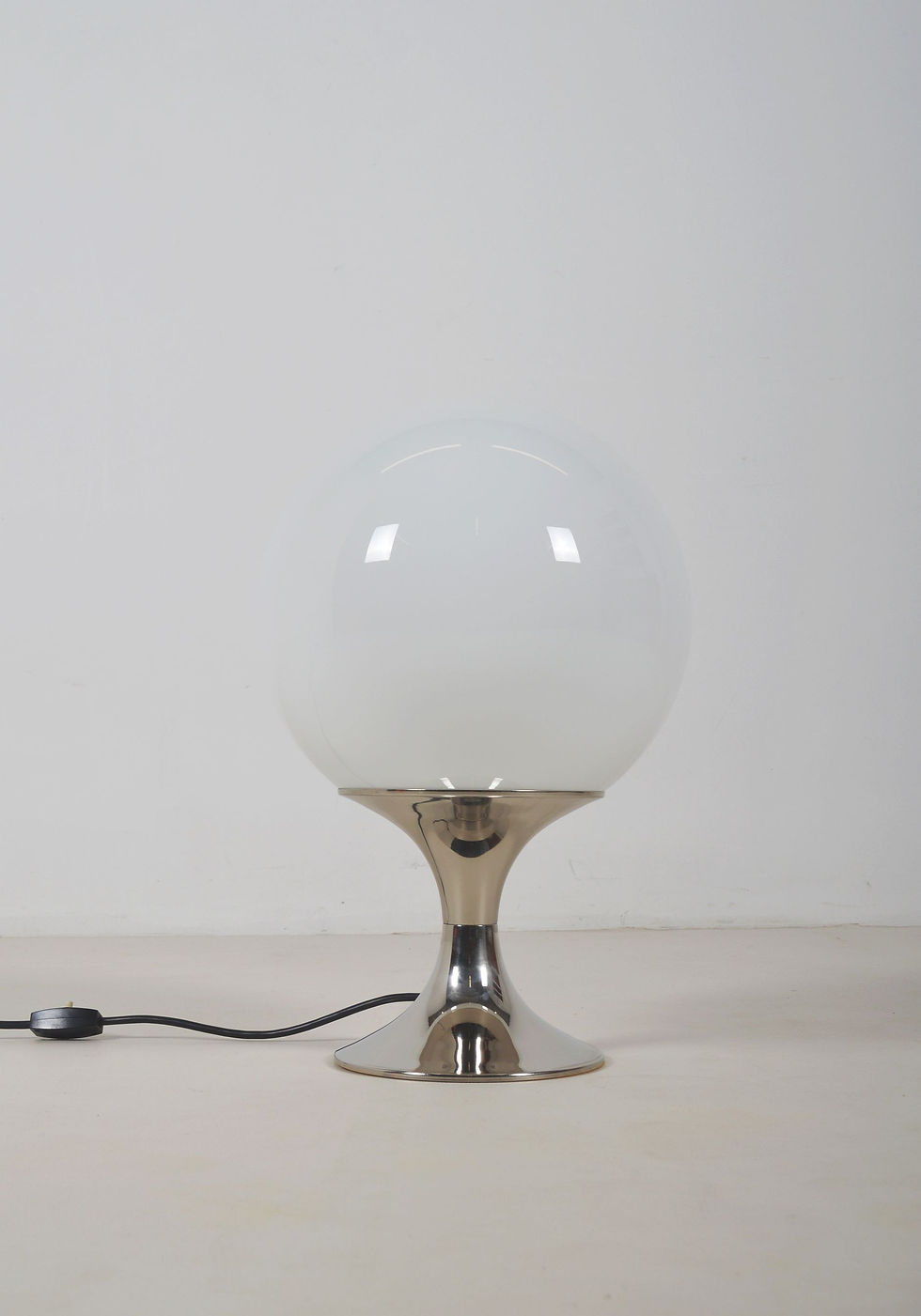 Space Age tafellamp in chroom en glas van Solken, jaren '70