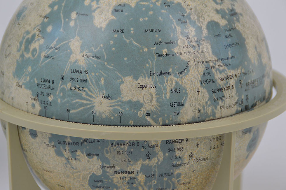 Thumbnail: Duo of 2 metal globes (Moon and Stars), late 1960s