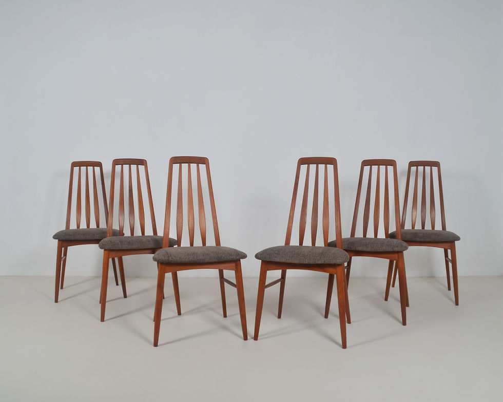 Thumbnail: 6 Stoelen 'Eva' ontworpen door Niels Koefoed, jaren '60