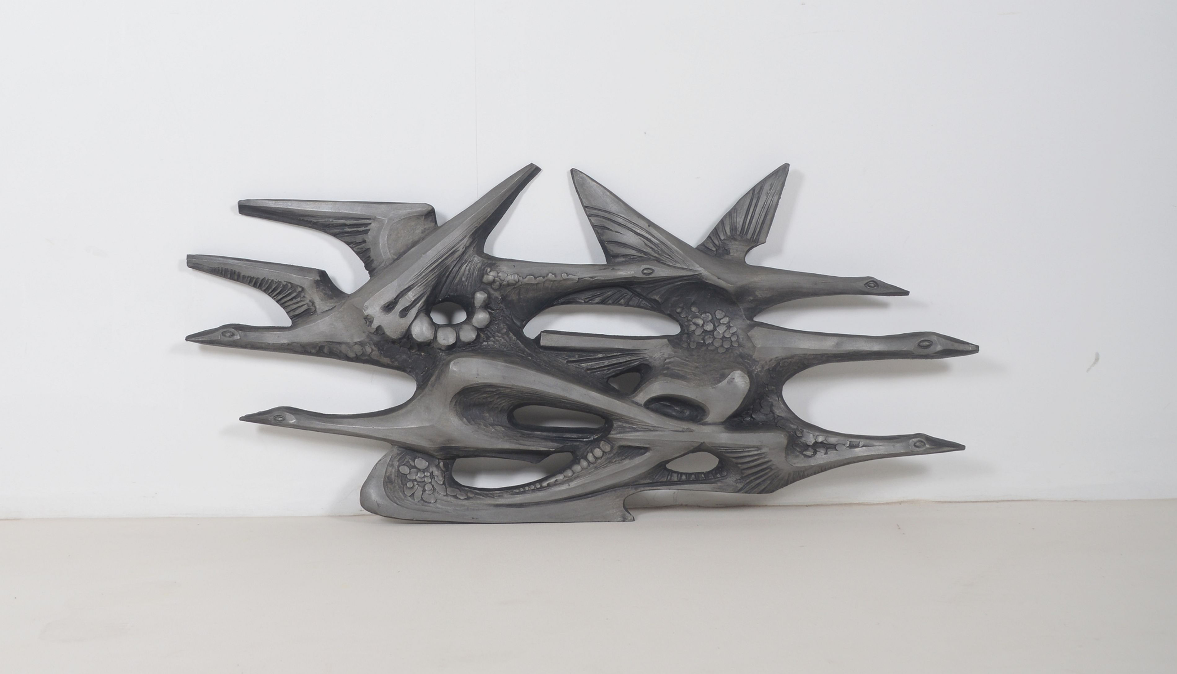 Brutalist wandsculptuur van vogels vervaardigd door Ars Munda, jaren '70