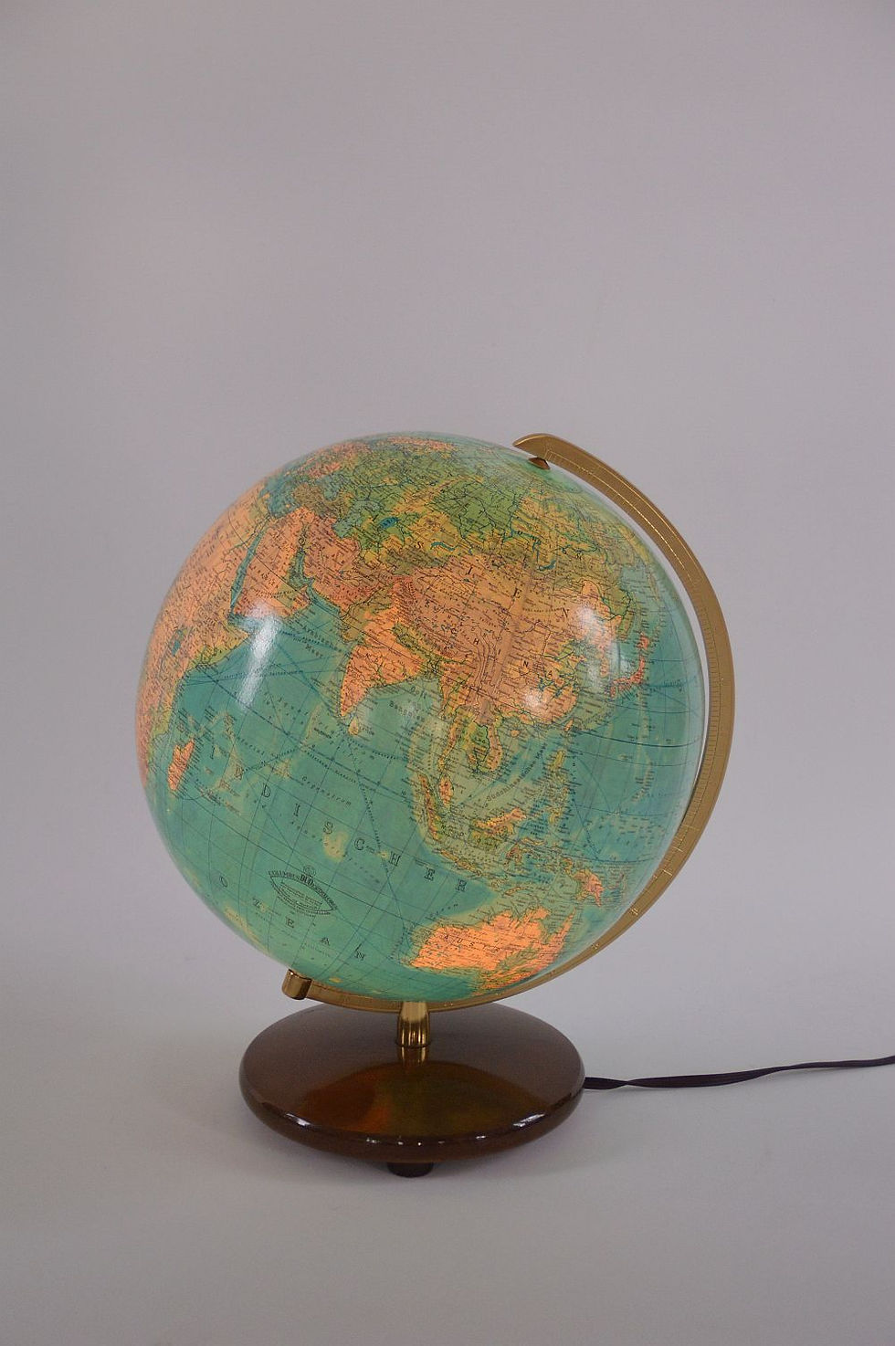Thumbnail: Grote vintage glazen wereldbol van Columbus met verlichting, jaren '50
