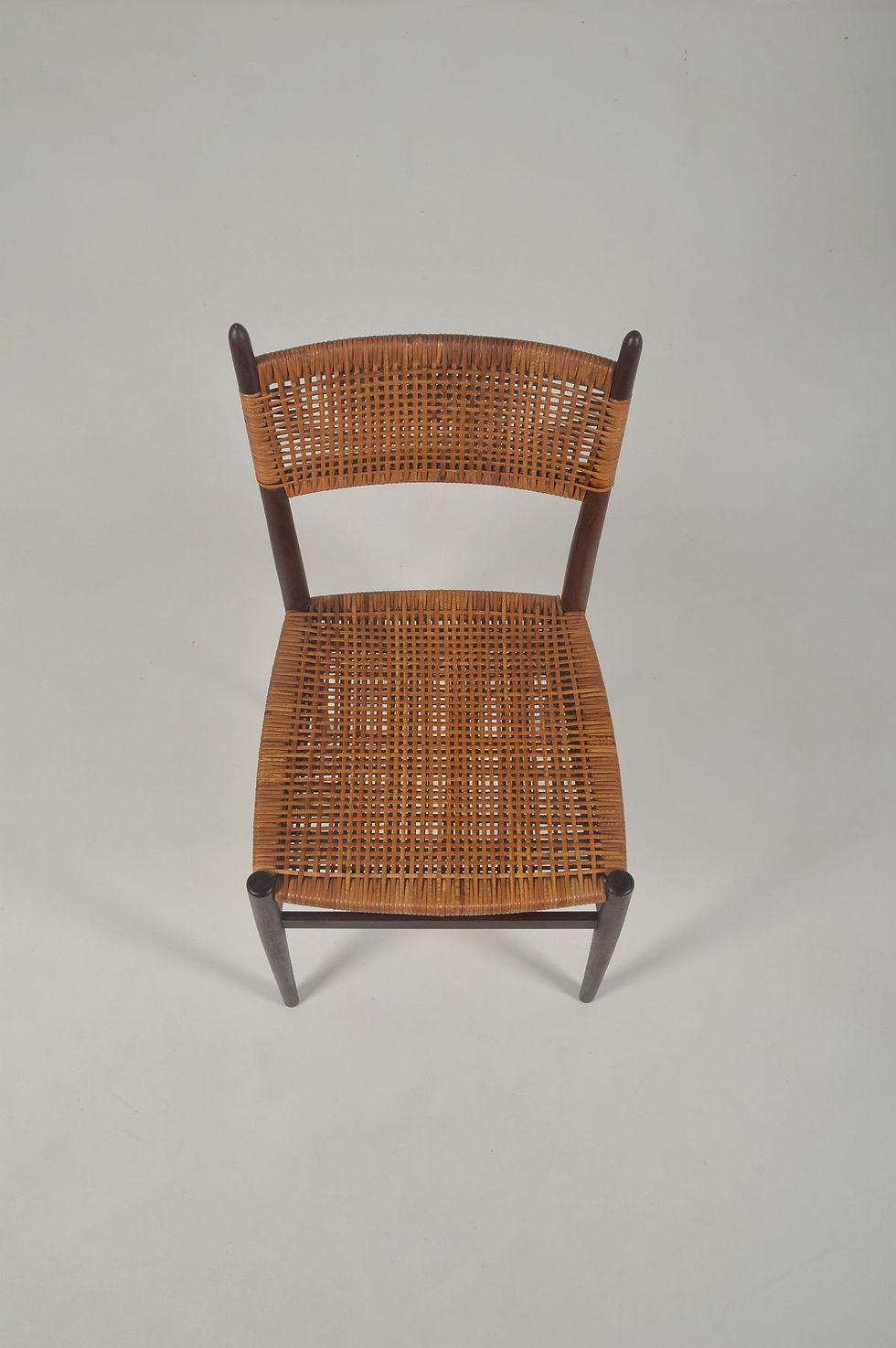 Thumbnail: Vintage stoel in teak met vlechtwerk in rotan, jaren '60