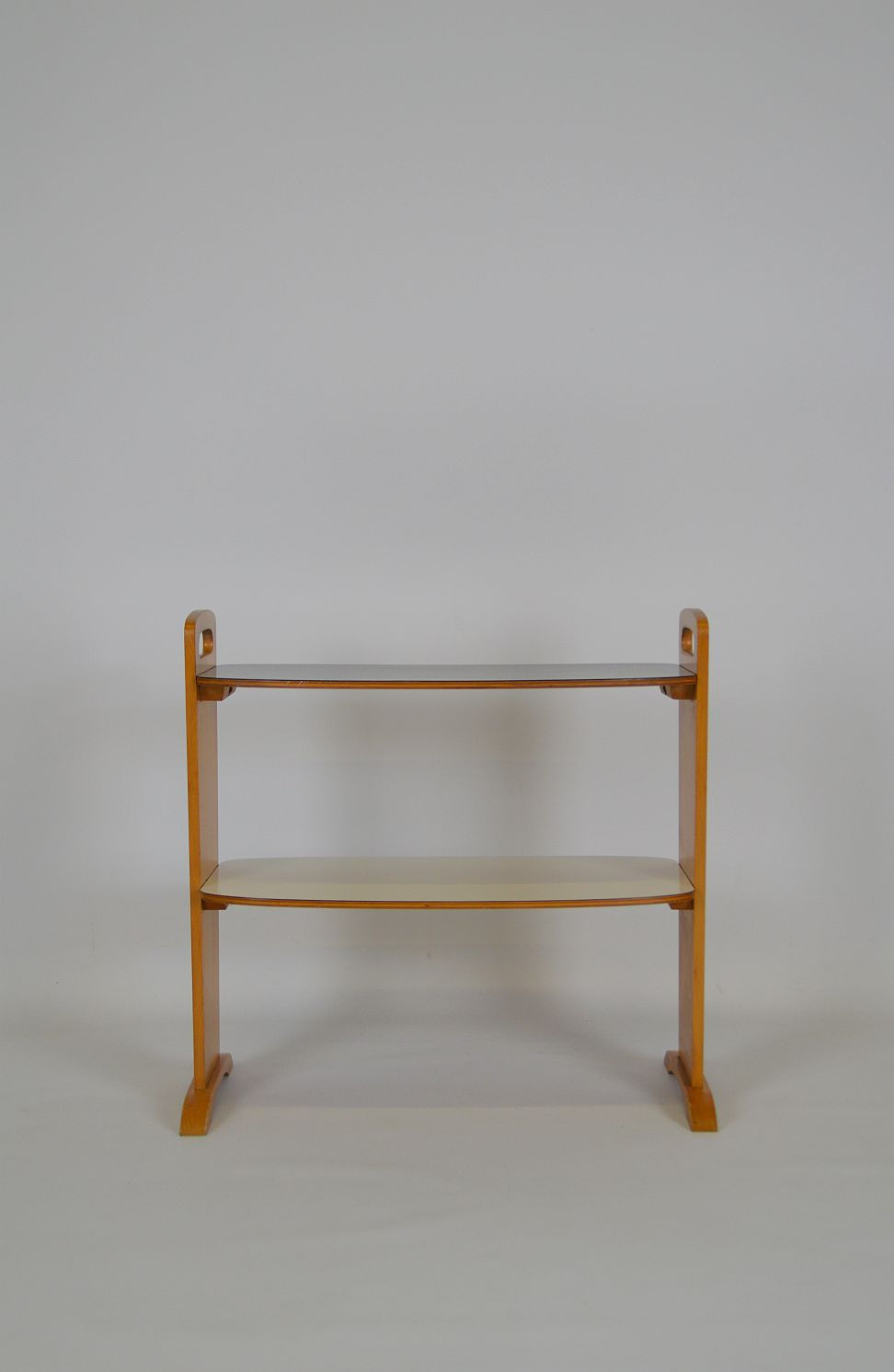 Thumbnail: Bijzettafel met zwart en wit formica blad, jaren '50
