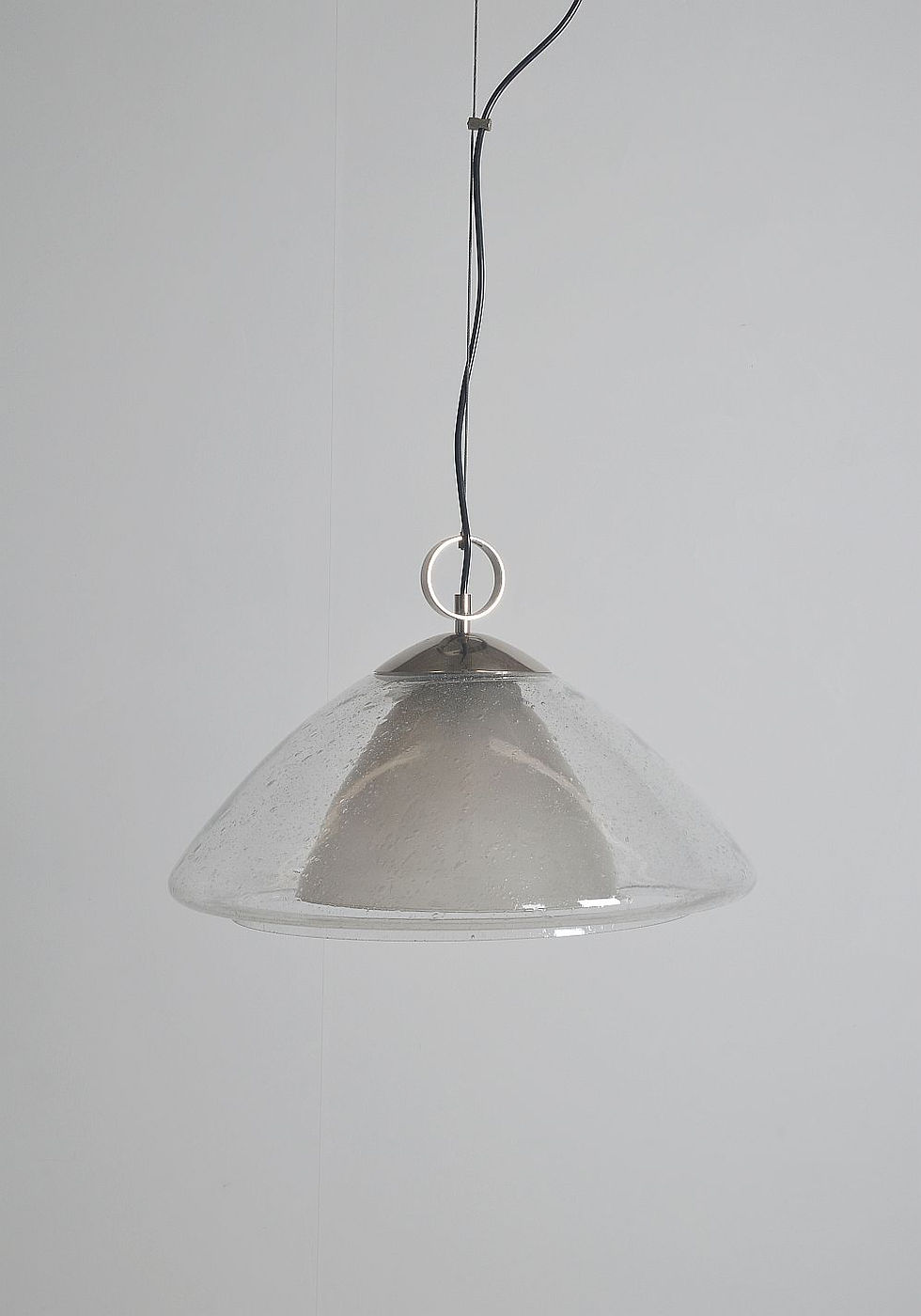 Mid-century hanglamp uit glas en chroom, jaren '70