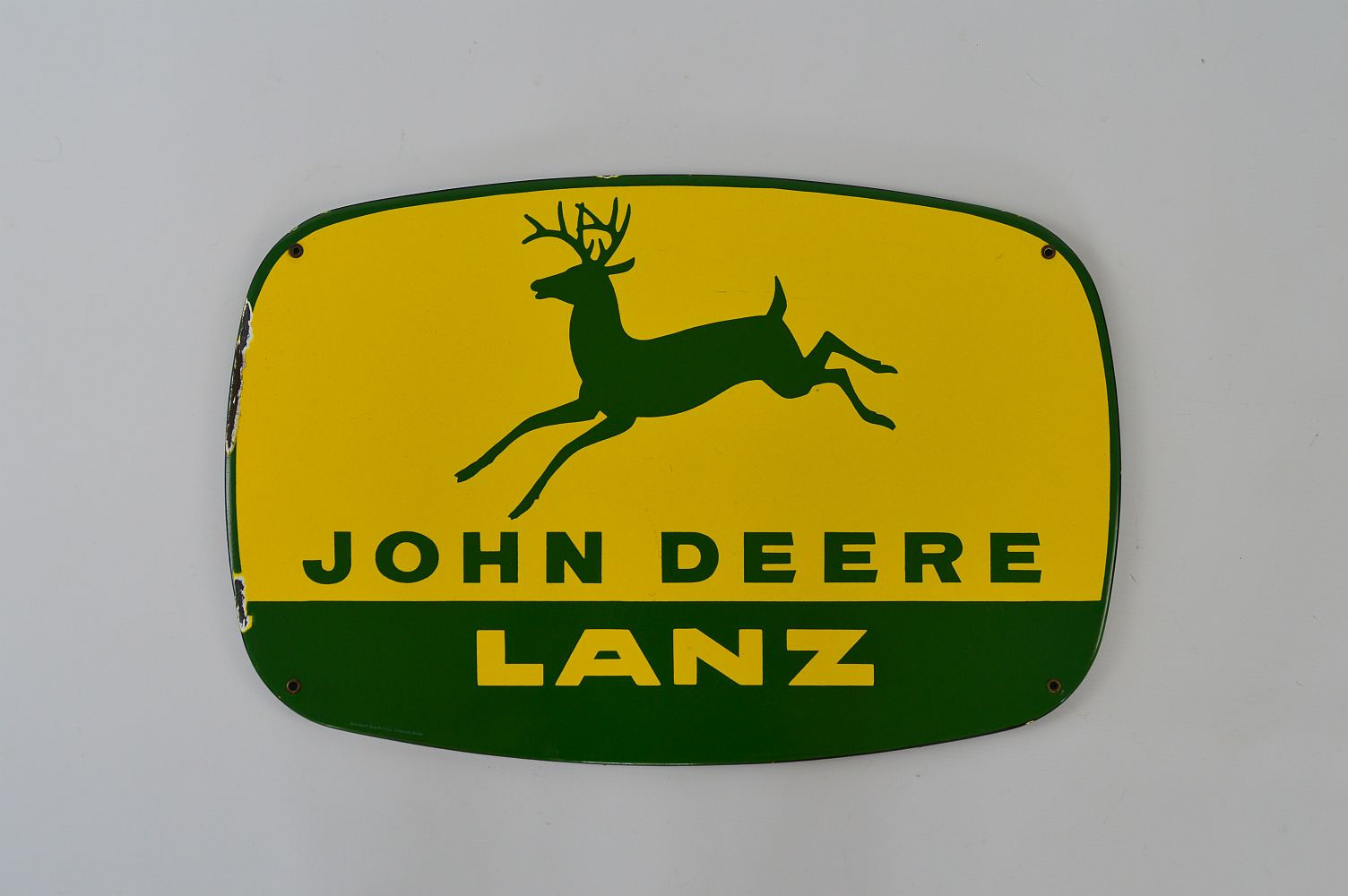 Reclamebord in emaille voor John Deere (Pyro Emaille, Boos und Hahn)