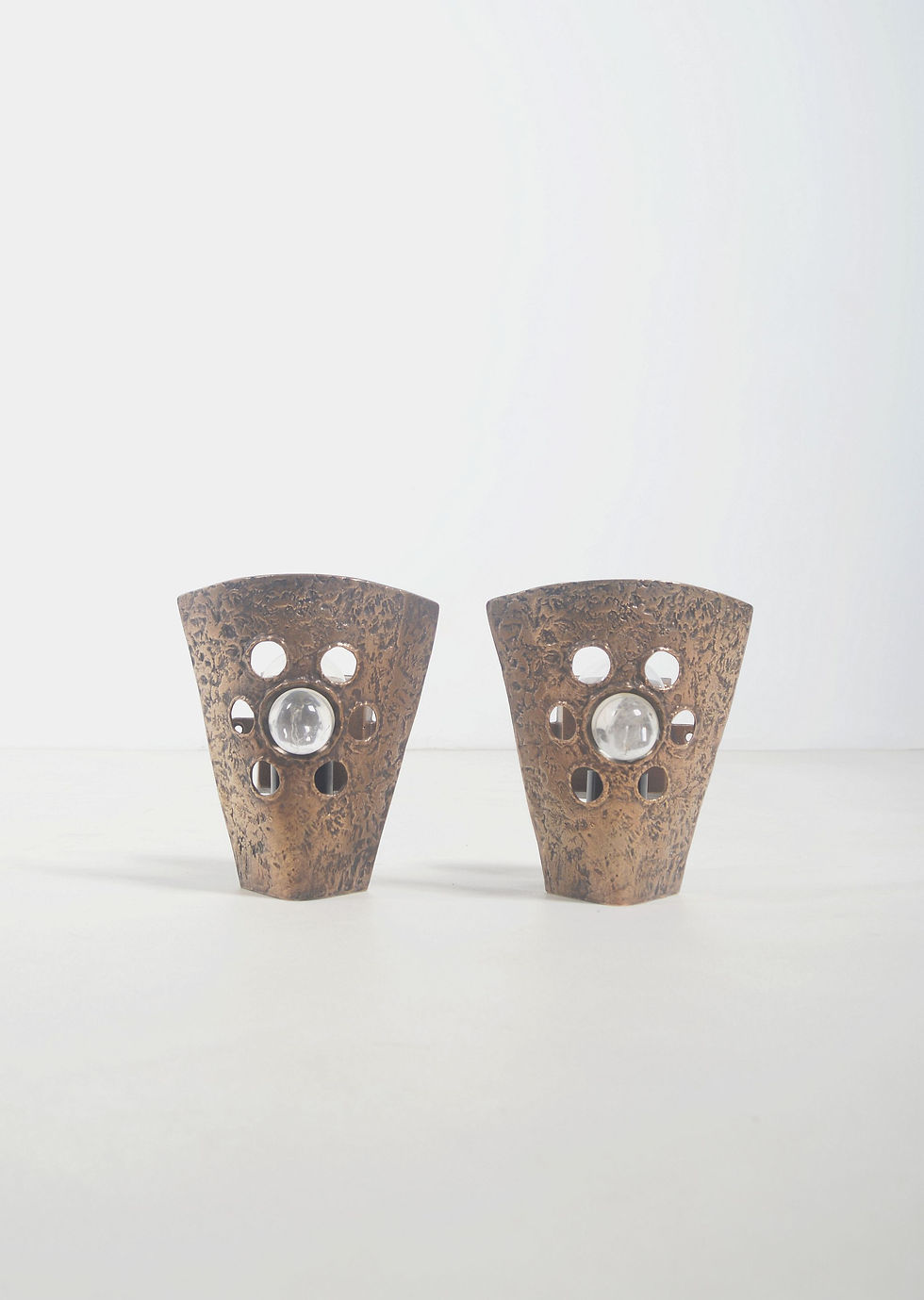 Set Brutalist muurlampen in brons, jaren '60