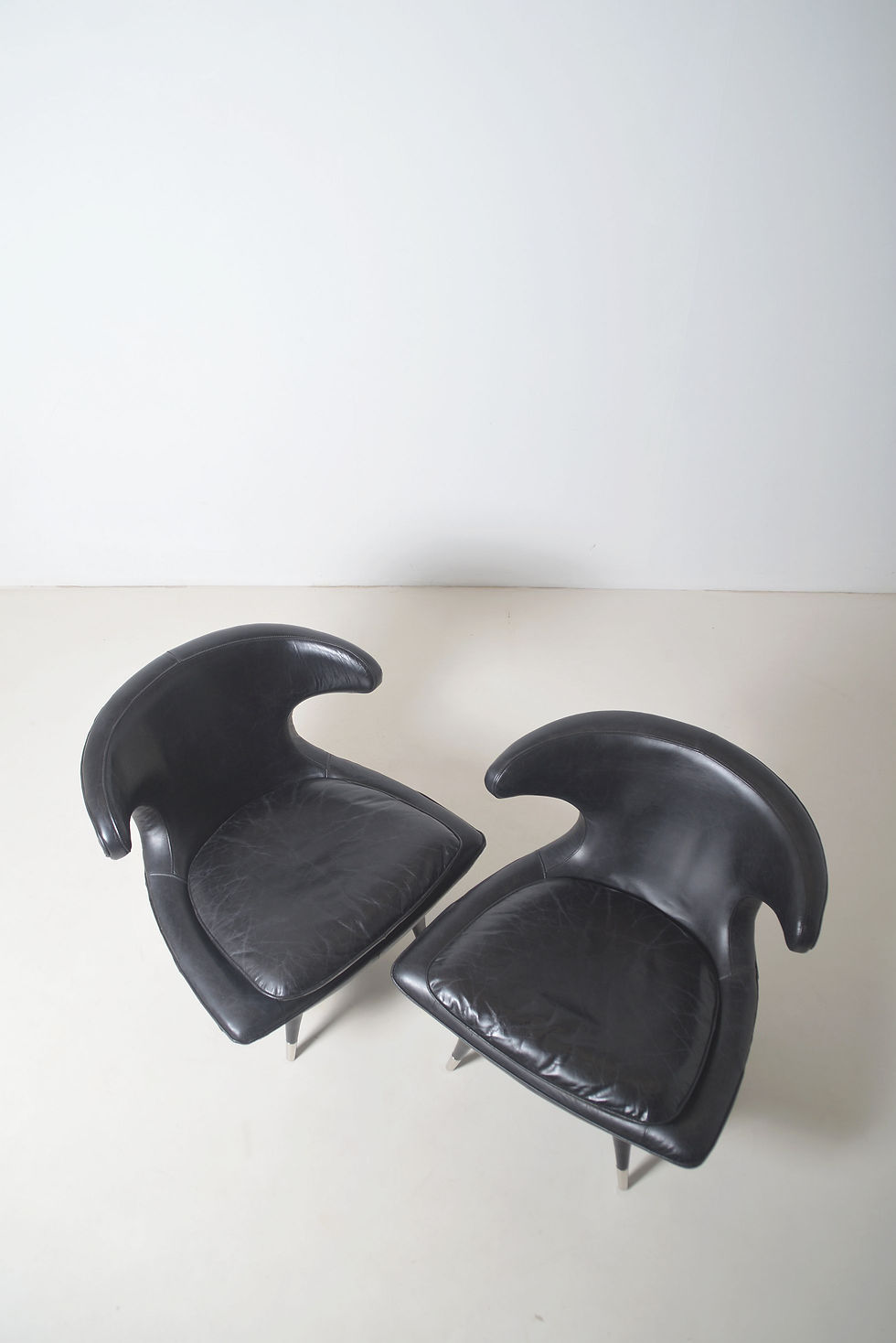 Thumbnail: Set Italiaanse Horn zetels in leer, jaren '60