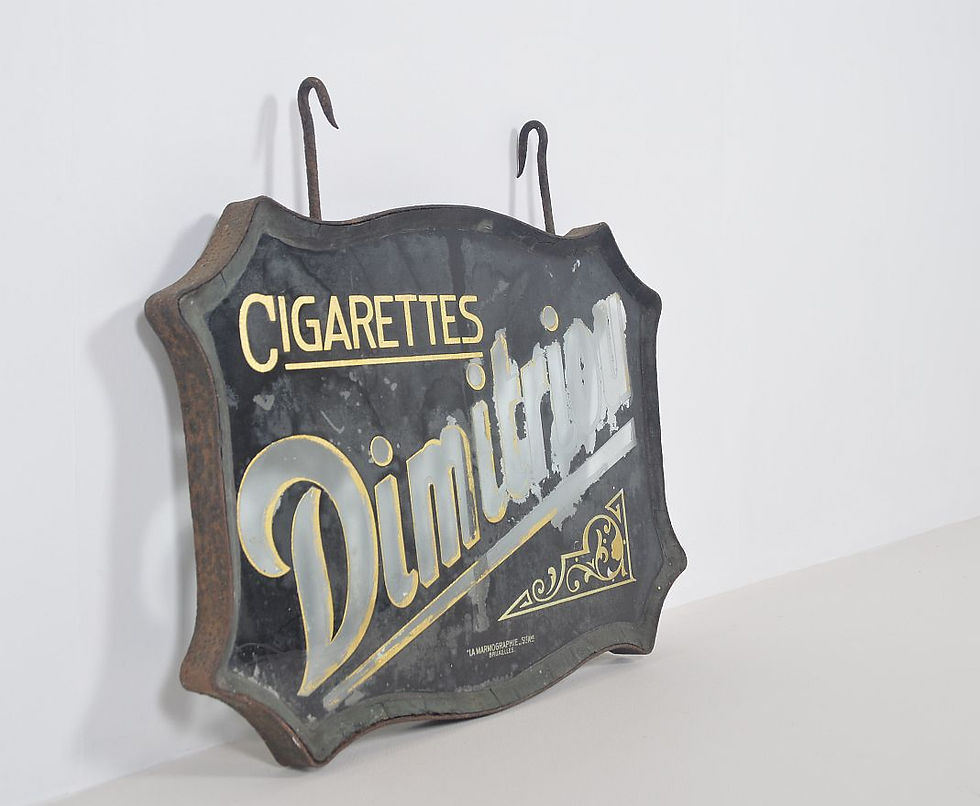 Antieke glasplaat voor Cigarettes Dimitriou, begin 20ste eeuw