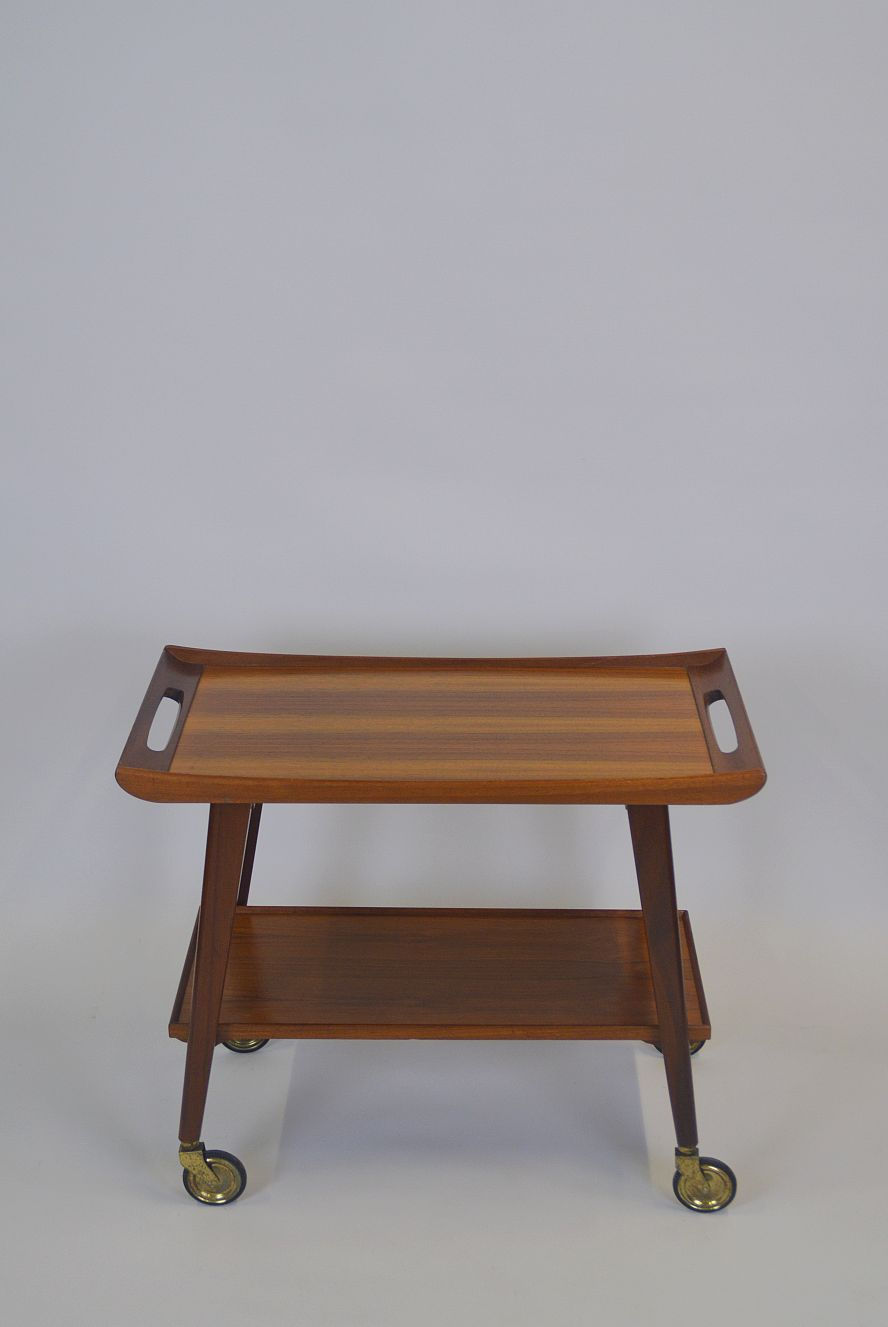 Vintage serveerwagen in teak van Opal Möbel, jaren '60