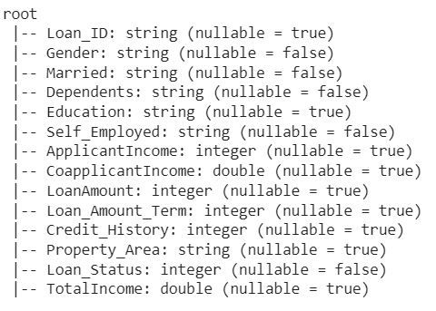 Schema of the dataframe