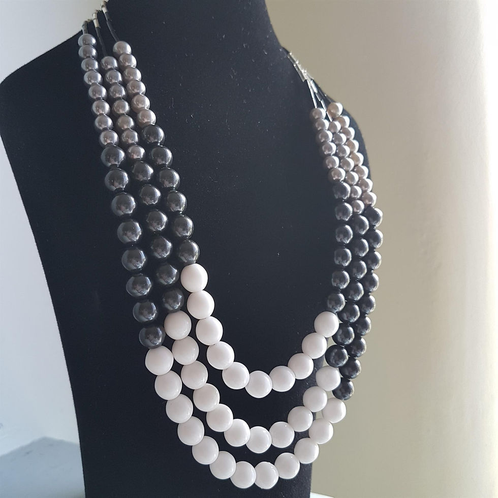 Thumbnail: Beautiful, Handmade, 3 Strand Maximalist Necklace, Unique Knockmany design, Beau