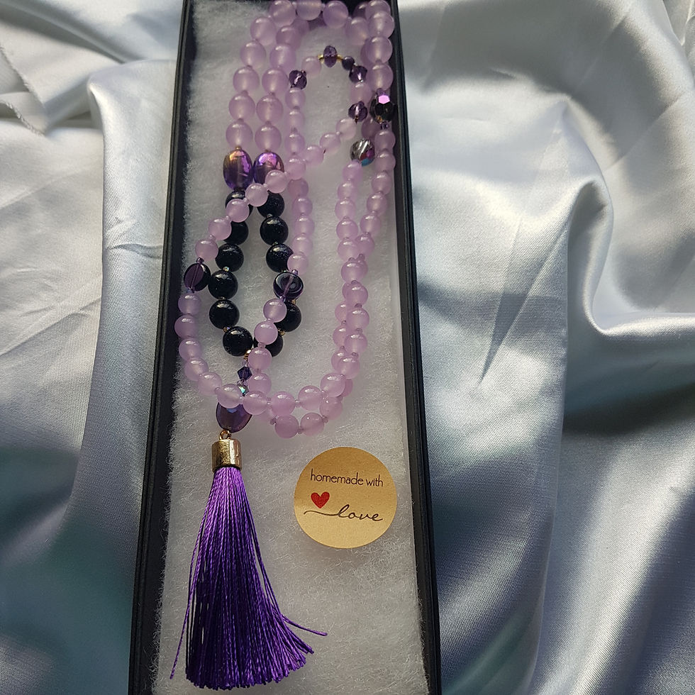Thumbnail: St. Germain and the Violet Flame.  Bespoke 108 Bead Affirmation Mala