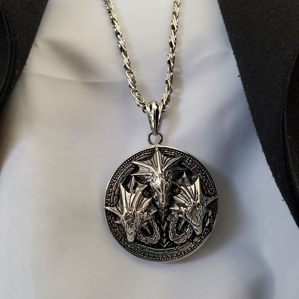 Triple Dragon Pendant for men.  Triple the power!  Bespoke piece.  5D jewellery