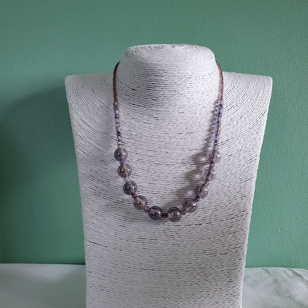 Thumbnail: Light Amethyst Iridescent "Bubble" necklace with Swarovski Amethyst Hearts