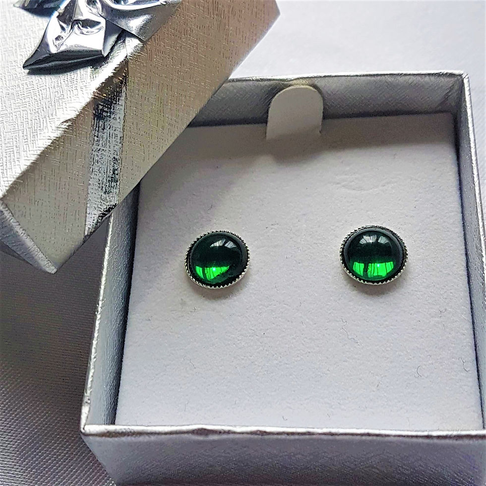 Thumbnail: Emerald Green Swarovski 8mm Stud Earrings in sterling silver