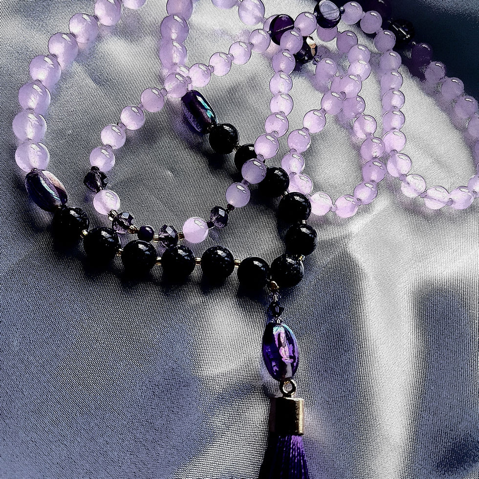 Thumbnail: St. Germain and the Violet Flame.  Bespoke 108 Bead Affirmation Mala