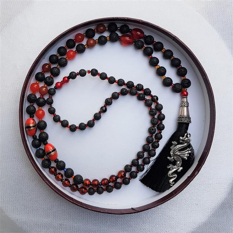 Thumbnail: The Dragon -  Bespoke 108 Bead Affirmation Mala - Energetic