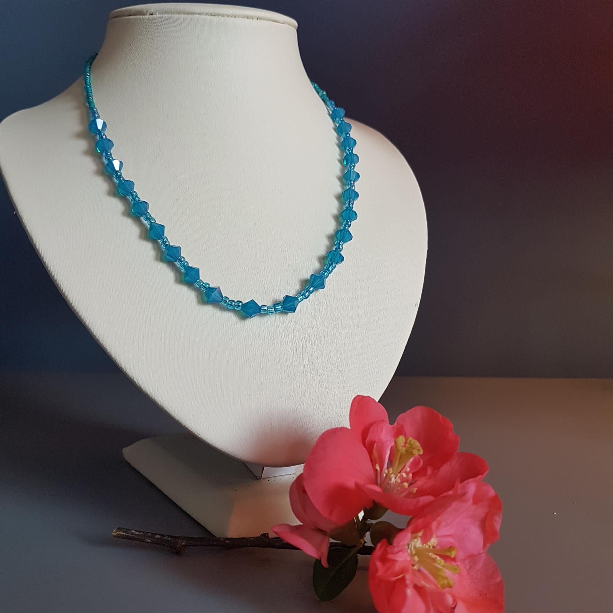 Handmade, Necklace, Swarovski Crystal, in Caribbean Blue Opal Simply beautiful.