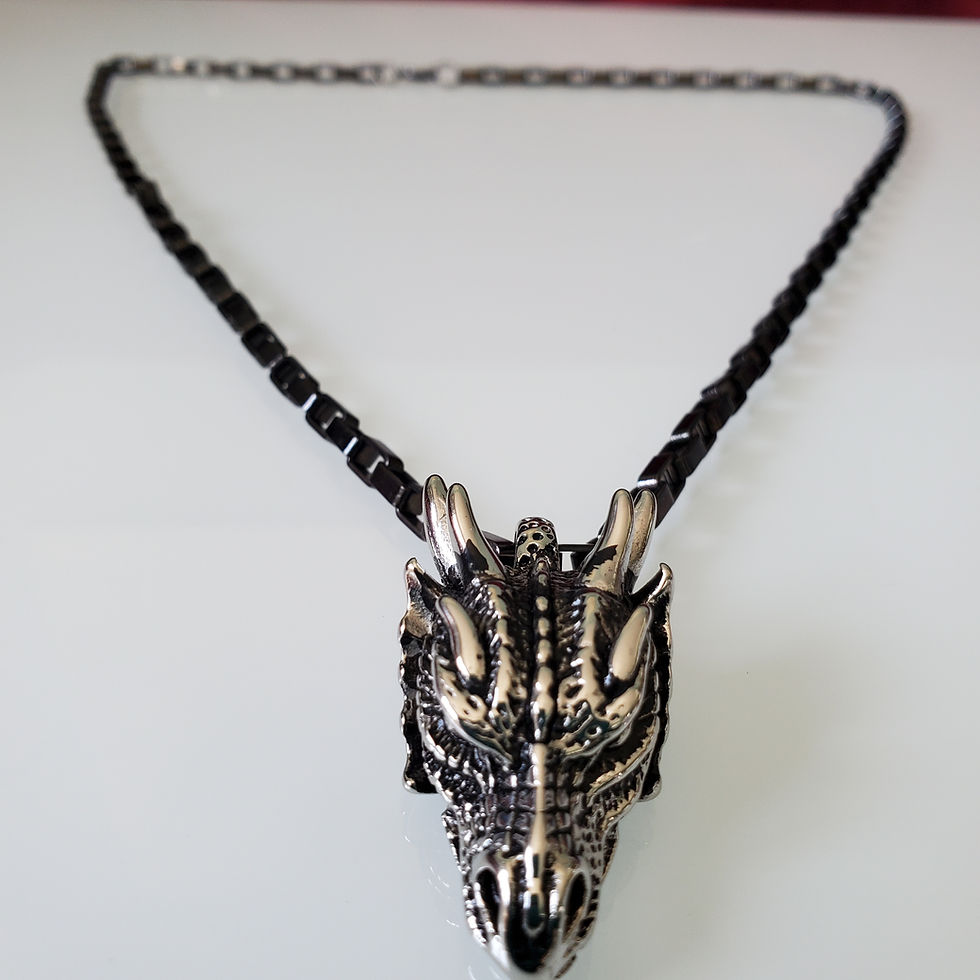 Thumbnail: Fabulous Dragon Pendant Necklace  Powerfully striking!   Special Bespoke item.
