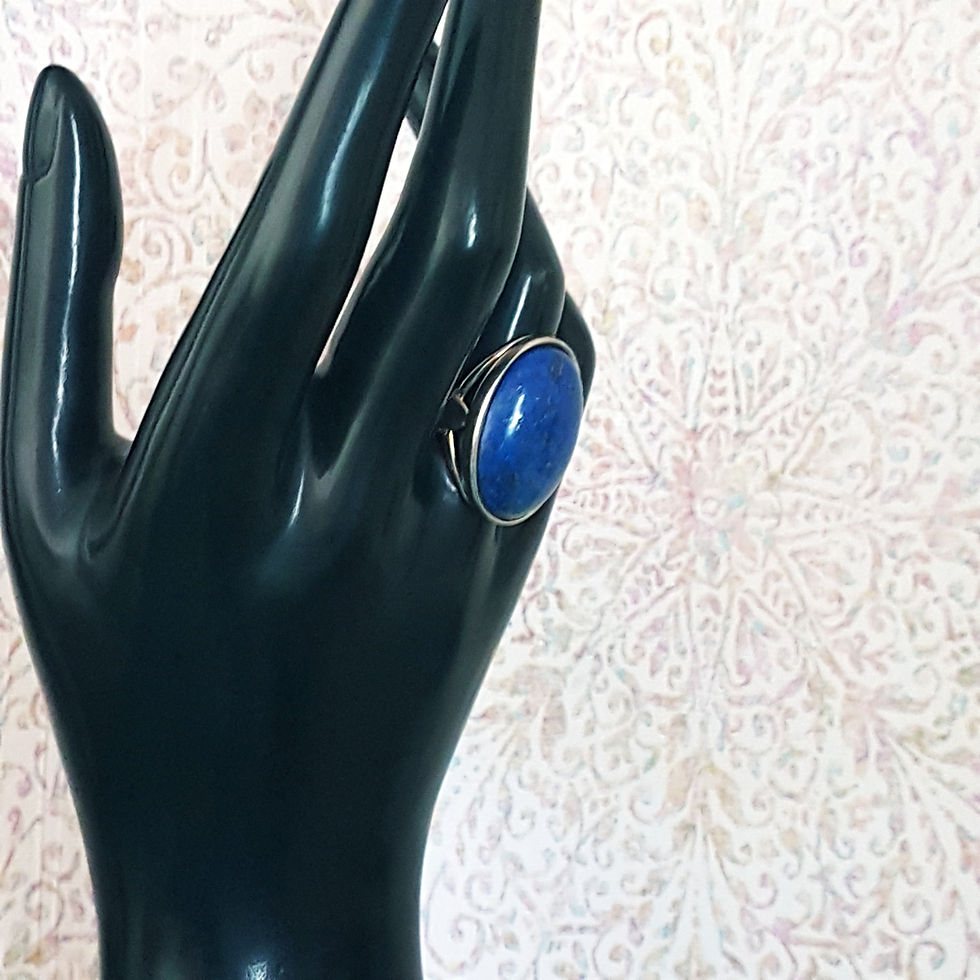 Thumbnail: Wonderful large genuine Lapis Lazuli Ring set in Sterling Silver